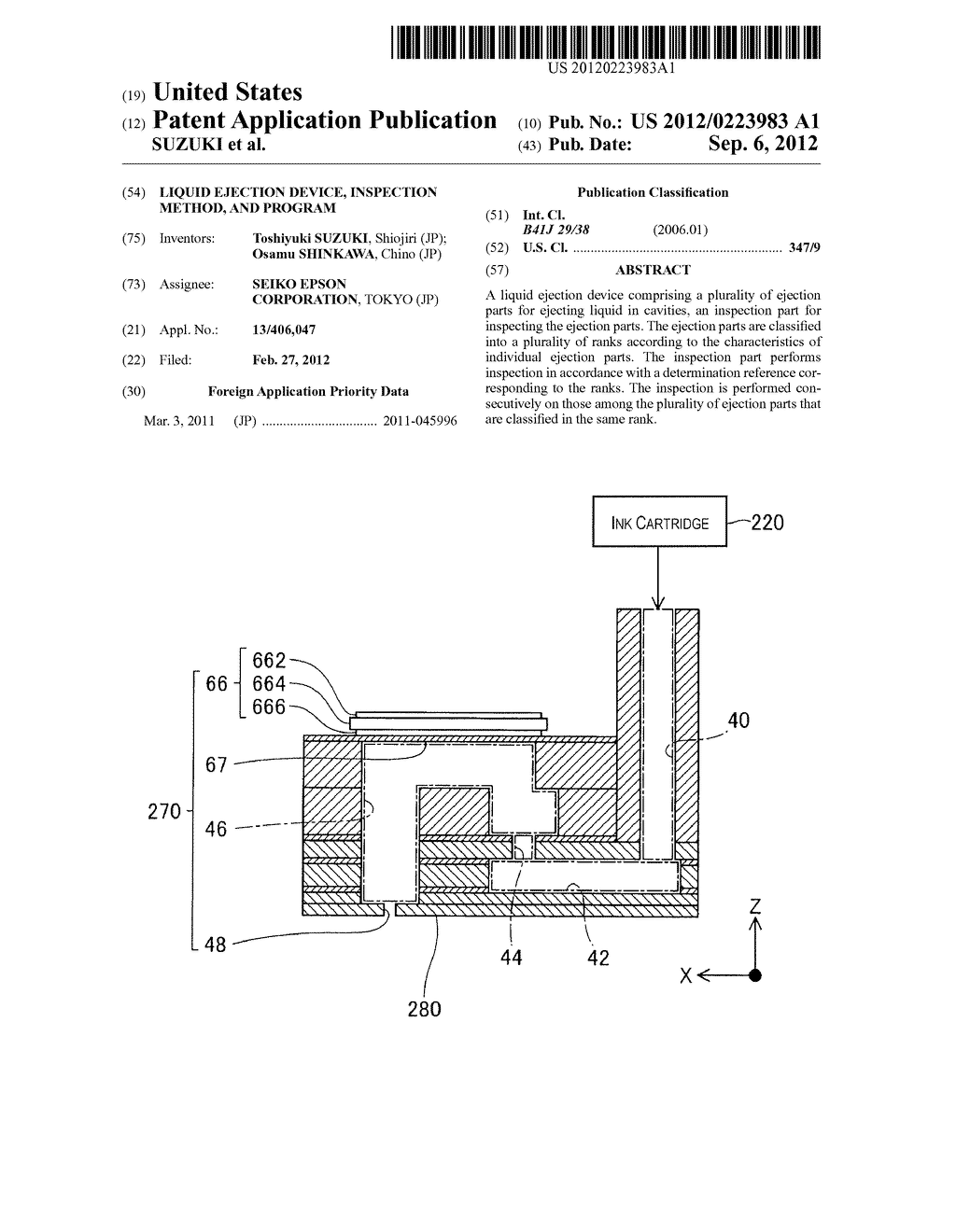 LIQUID EJECTION DEVICE, INSPECTION METHOD, AND PROGRAM - diagram, schematic, and image 01