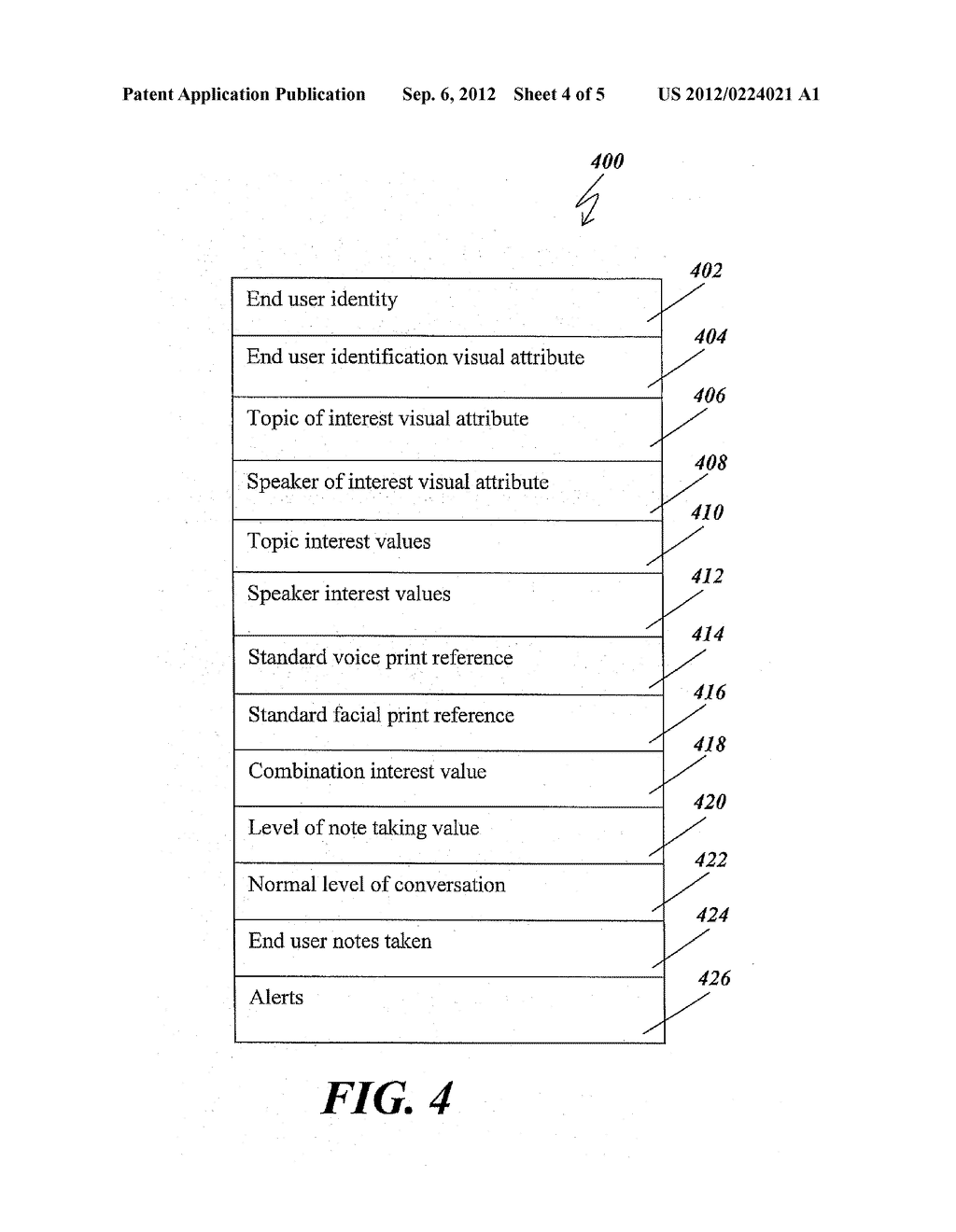 SYSTEM AND METHOD FOR NOTIFICATION OF EVENTS OF INTEREST DURING A VIDEO     CONFERENCE - diagram, schematic, and image 05