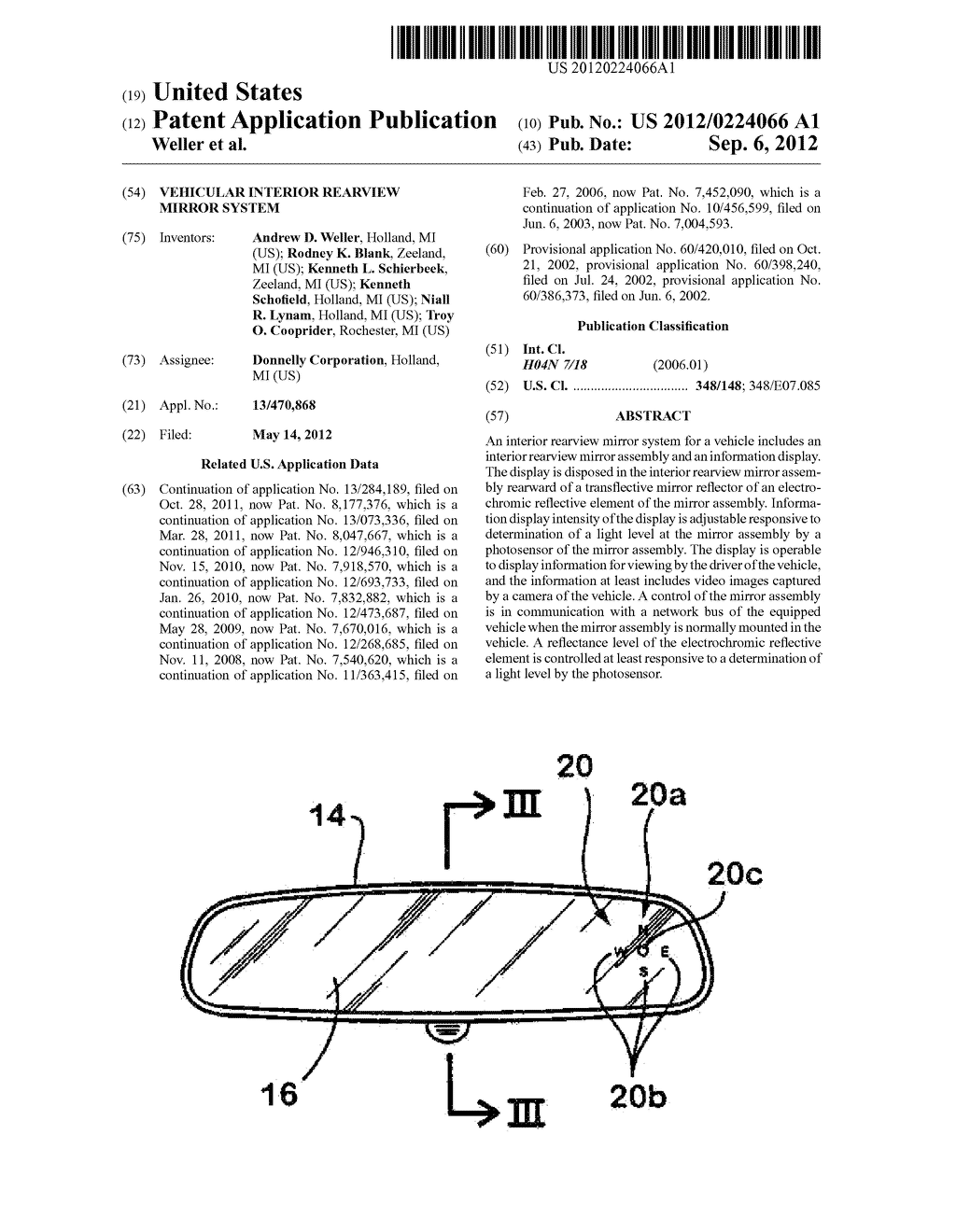 VEHICULAR INTERIOR REARVIEW MIRROR SYSTEM - diagram, schematic, and image 01