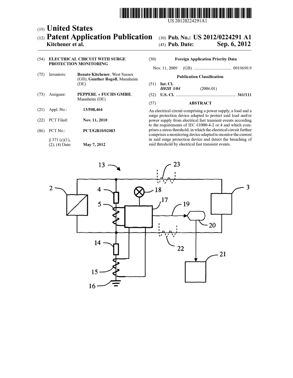 ELECTRICAL CIRCUIT WITH SURGE PROTECTION MONITORING - diagram, schematic, and image 01