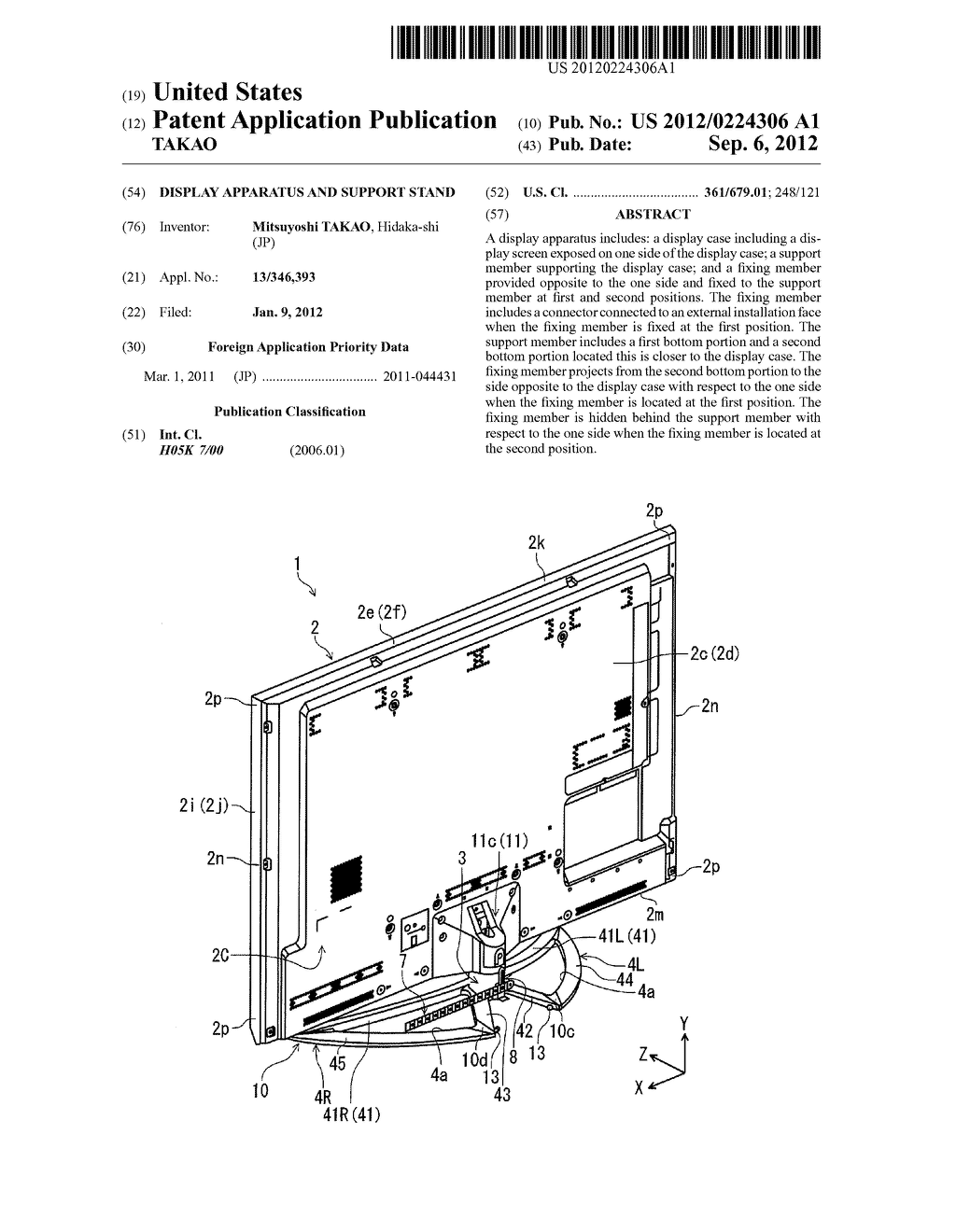 DISPLAY APPARATUS AND SUPPORT STAND - diagram, schematic, and image 01