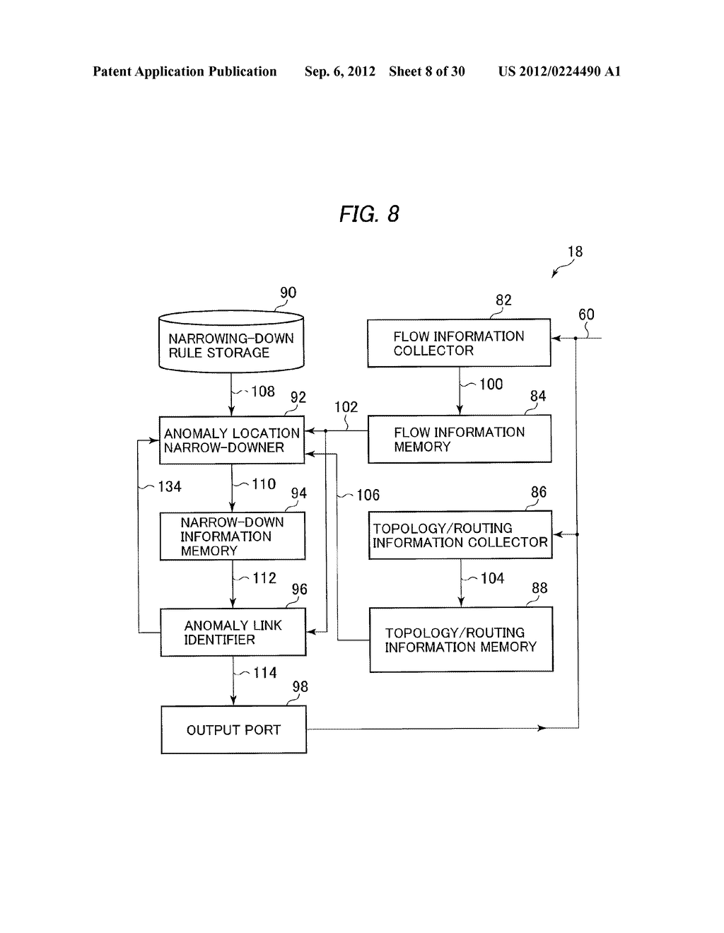 DEVICE AND METHOD FOR IDENTIFYING THE LOCATION OF ANOMALY LINK WITH LINK     CANDIDATES REFINED BY MEANS OF THE NUMBER OF OVERLAPPING ABNORMAL FLOWS - diagram, schematic, and image 09