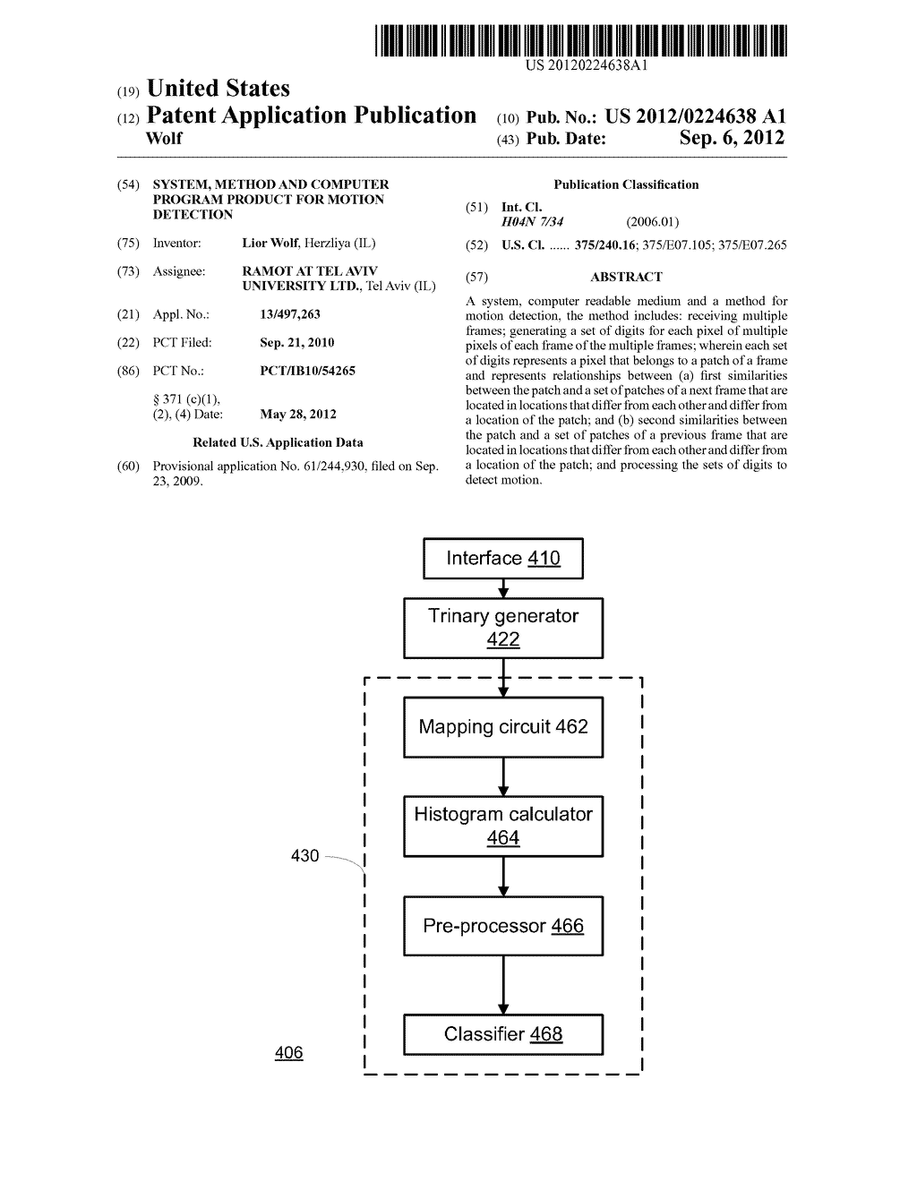 SYSTEM, METHOD AND COMPUTER PROGRAM PRODUCT FOR MOTION DETECTION - diagram, schematic, and image 01