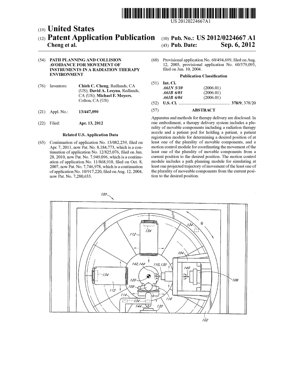 PATH PLANNING AND COLLISION AVOIDANCE FOR MOVEMENT OF INSTRUMENTS IN A     RADIATION THERAPY ENVIRONMENT - diagram, schematic, and image 01