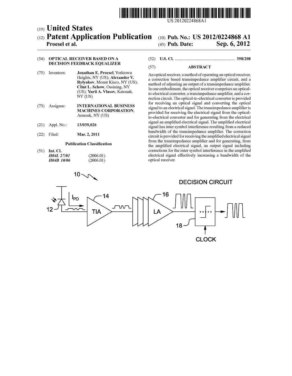 OPTICAL RECEIVER BASED ON A DECISION FEEDBACK EQUALIZER - diagram, schematic, and image 01