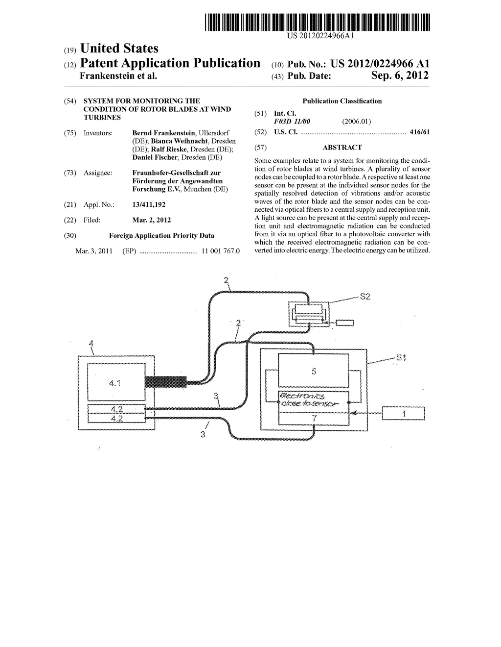 SYSTEM FOR MONITORING THE CONDITION OF ROTOR BLADES AT WIND TURBINES - diagram, schematic, and image 01