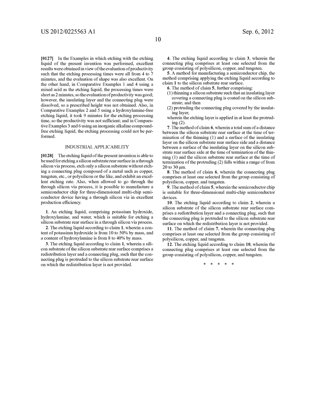 ETCHING LIQUID FOR ETCHING SILICON SUBSTRATE REAR SURFACE IN THROUGH     SILICON VIA PROCESS AND METHOD FOR MANUFACTURING SEMICONDUCTOR CHIP     HAVING THROUGH SILICON VIA USING THE ETCHING LIQUID - diagram, schematic, and image 17