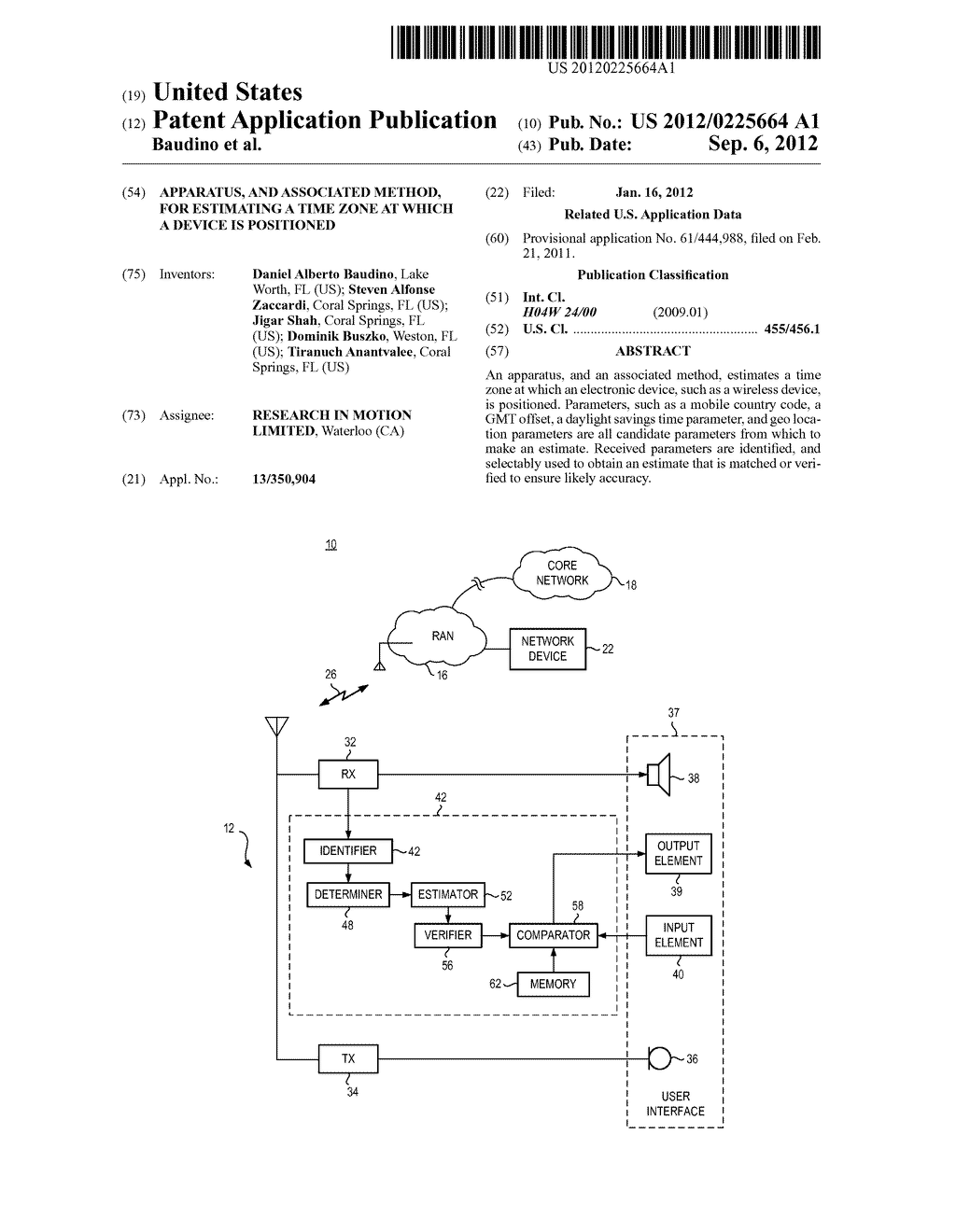 APPARATUS, AND ASSOCIATED METHOD, FOR ESTIMATING A TIME ZONE AT WHICH A     DEVICE IS POSITIONED - diagram, schematic, and image 01