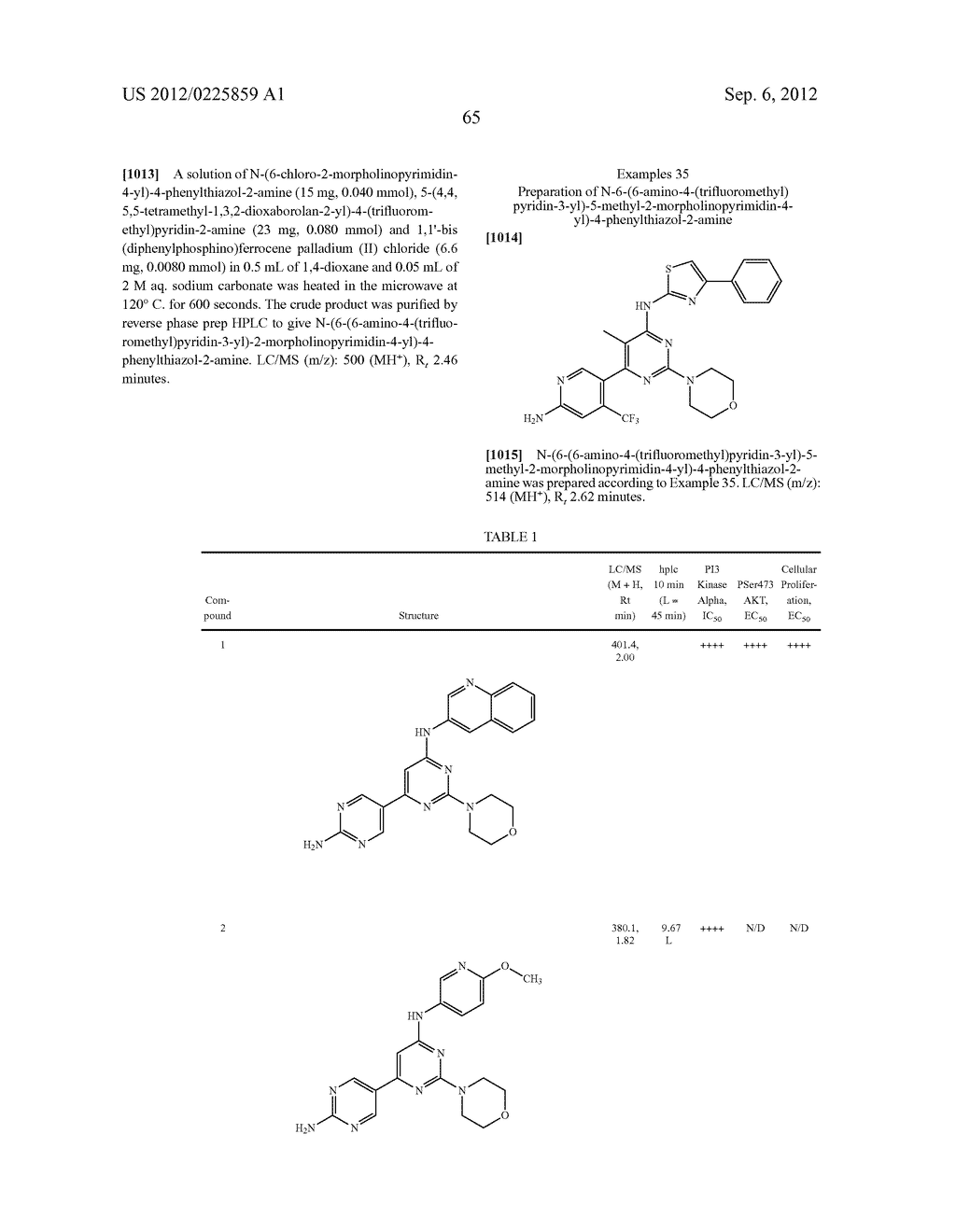 PYRIMIDINE DERIVATIVES USED AS PI-3 KINASE INHIBITORS - diagram, schematic, and image 71