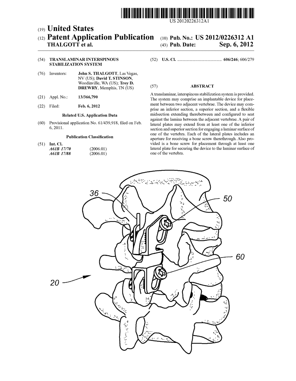 TRANSLAMINAR INTERSPINOUS STABILIZATION SYSTEM - diagram, schematic, and image 01