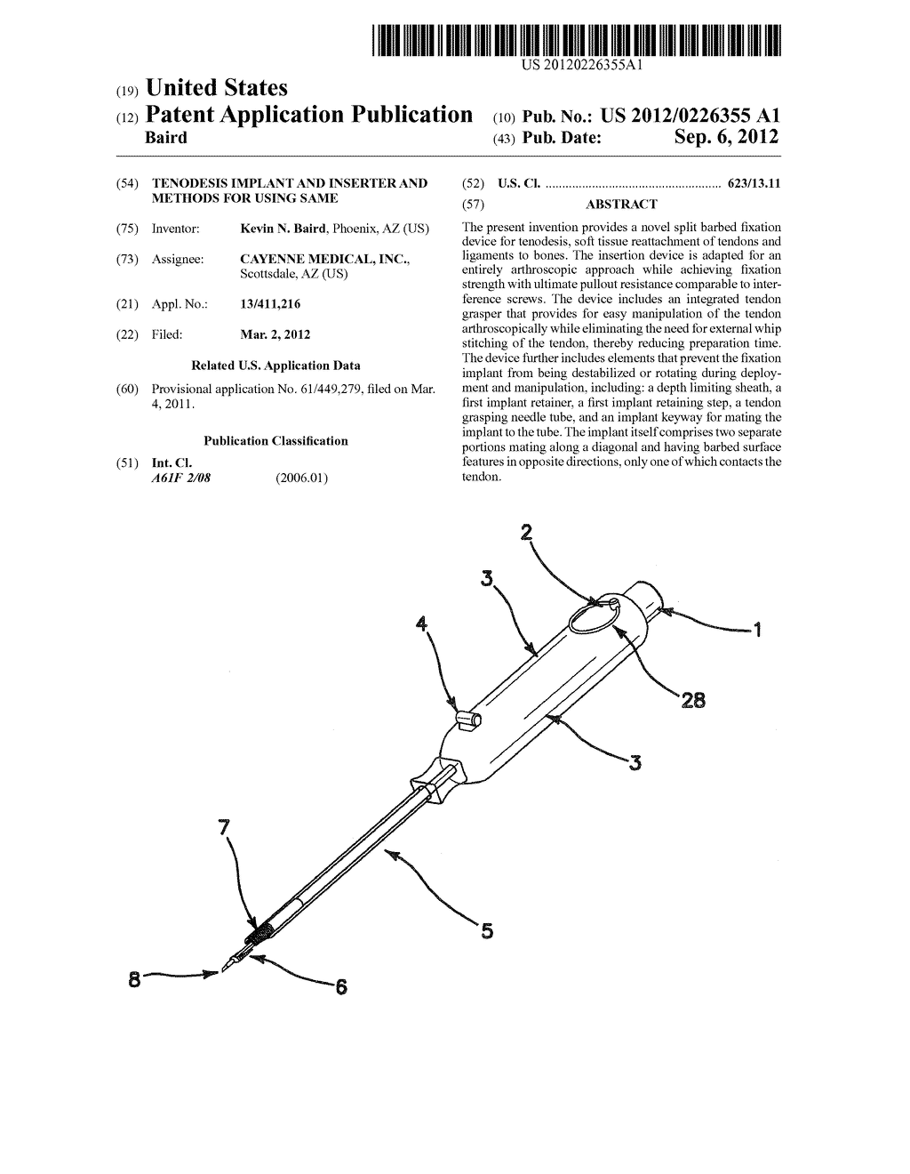 TENODESIS IMPLANT AND INSERTER AND METHODS FOR USING SAME - diagram, schematic, and image 01