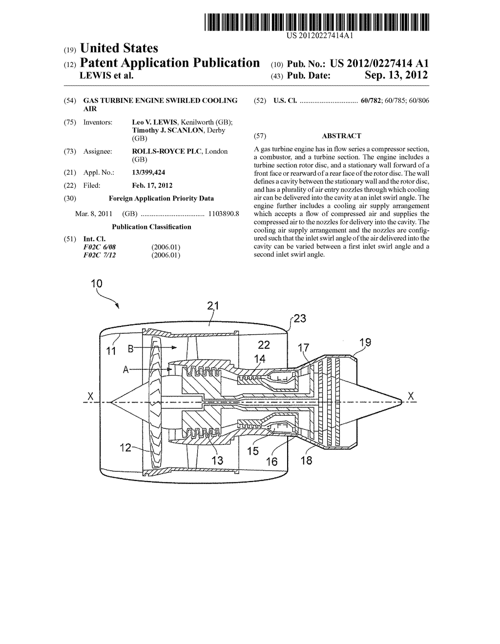 GAS TURBINE ENGINE SWIRLED COOLING AIR - diagram, schematic, and image 01