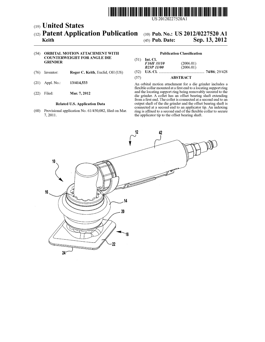 ORBITAL MOTION ATTACHMENT WITH COUNTERWEIGHT FOR ANGLE DIE GRINDER - diagram, schematic, and image 01