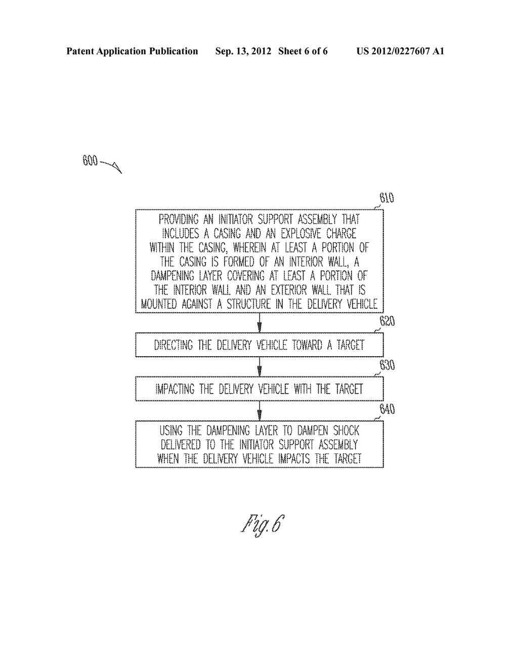 SHOCK DAMPENED EXPLOSIVE INITIATOR ASSEMBLY AND METHOD FOR DAMPENING SHOCK     WITHIN A DELIVERY VEHICLE - diagram, schematic, and image 07