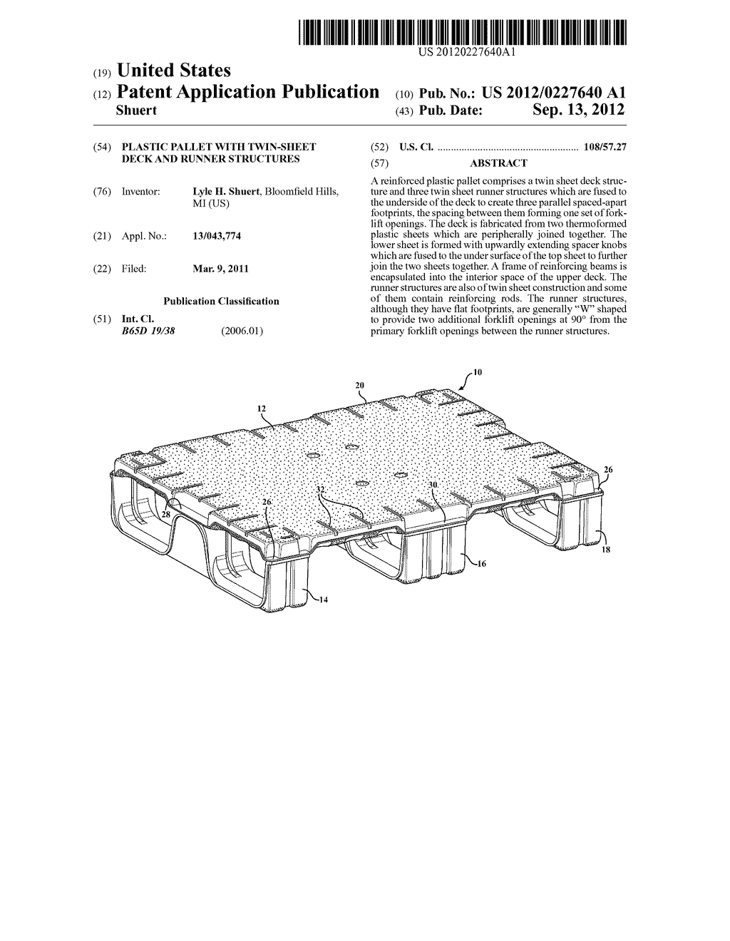 PLASTIC PALLET WITH TWIN-SHEET DECK AND RUNNER STRUCTURES - diagram, schematic, and image 01