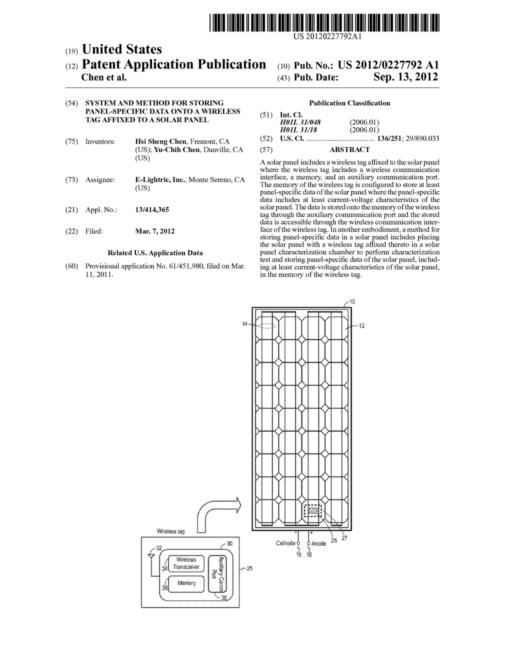 System and Method For Storing Panel-Specific Data onto a Wireless Tag     Affixed to a Solar Panel - diagram, schematic, and image 01