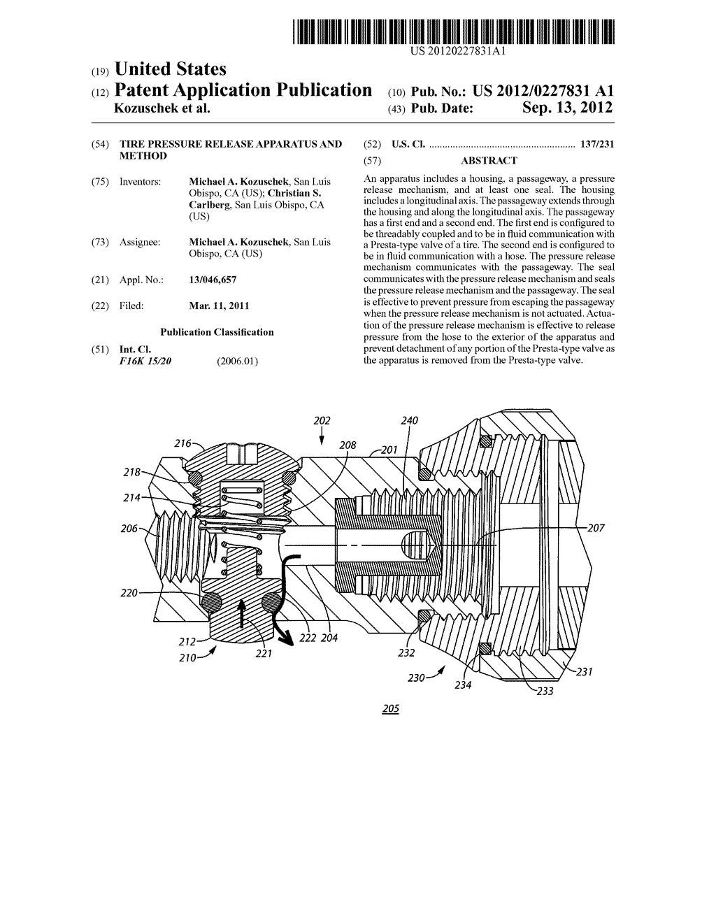 TIRE PRESSURE RELEASE APPARATUS AND METHOD - diagram, schematic, and image 01