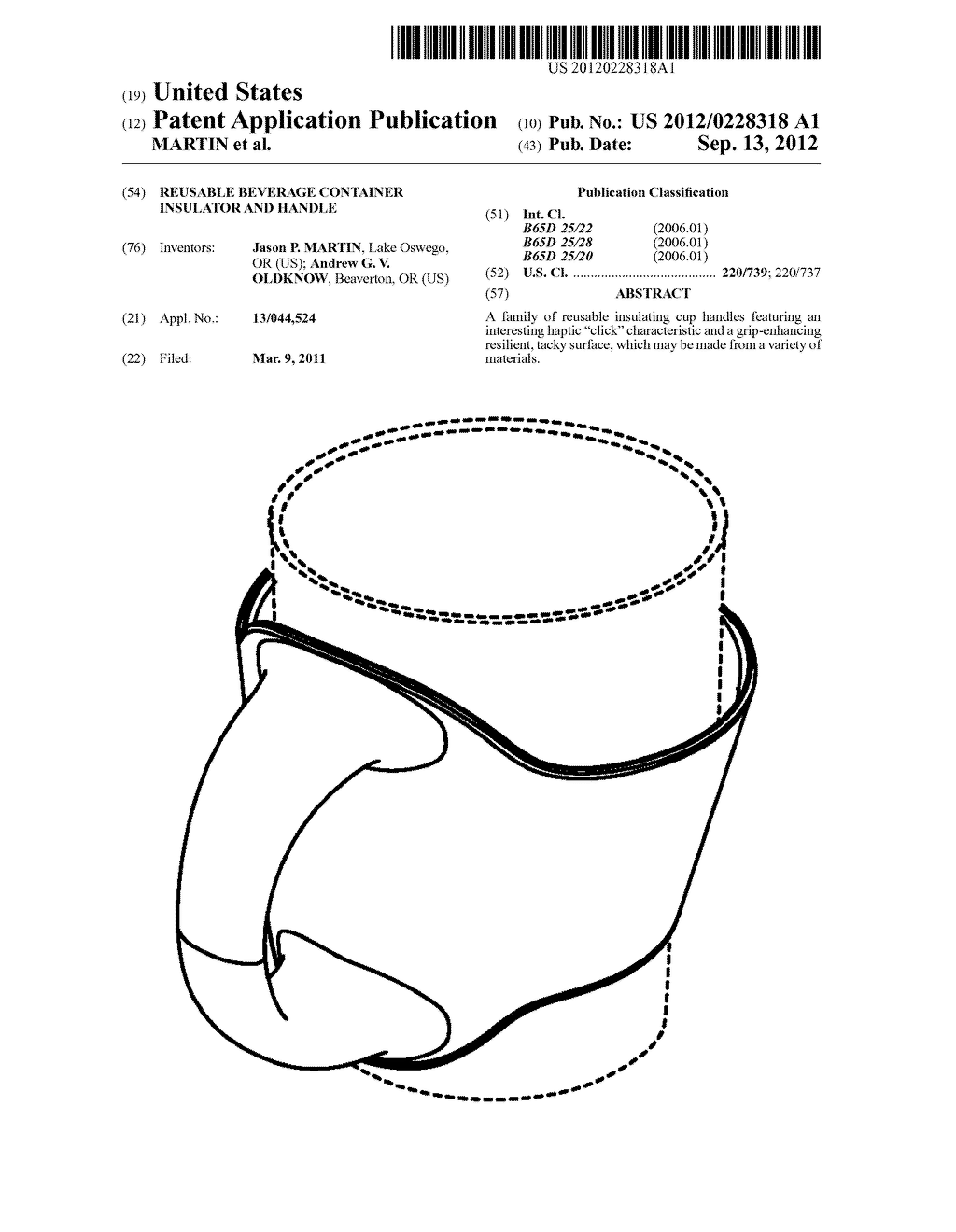 Reusable Beverage Container Insulator and Handle - diagram, schematic, and image 01