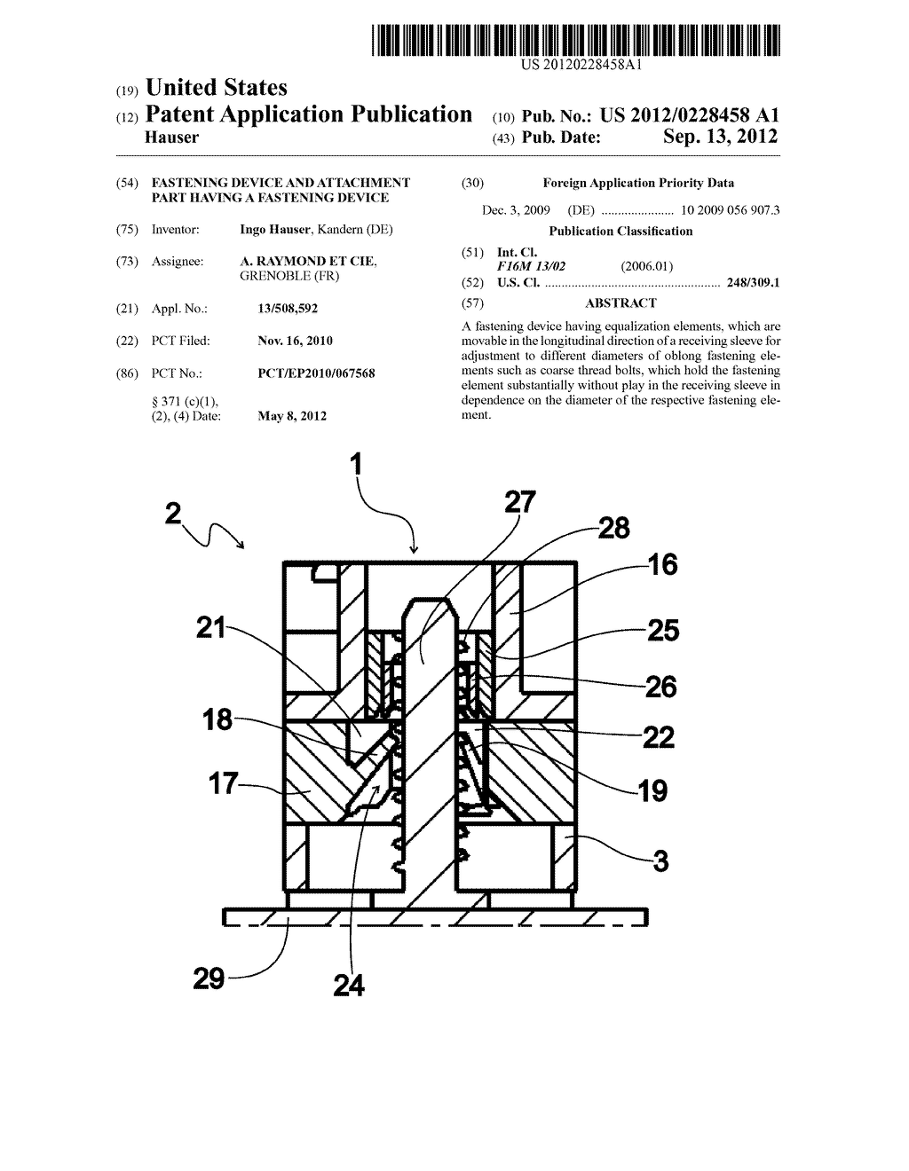 FASTENING DEVICE AND ATTACHMENT PART HAVING A FASTENING DEVICE - diagram, schematic, and image 01