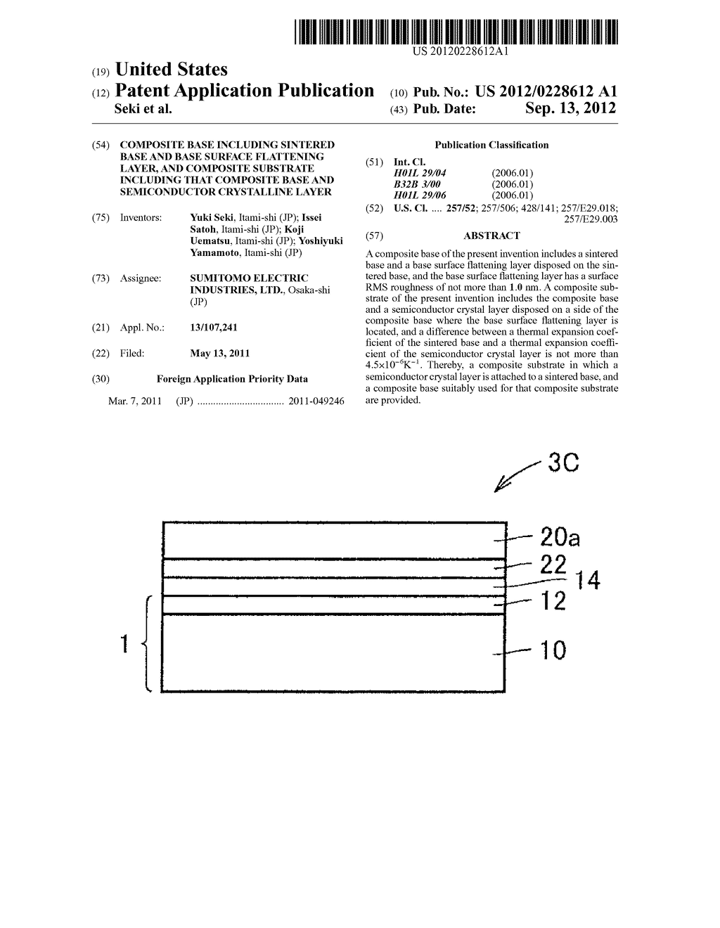 COMPOSITE BASE INCLUDING SINTERED BASE AND BASE SURFACE FLATTENING LAYER,     AND COMPOSITE SUBSTRATE INCLUDING THAT COMPOSITE BASE AND SEMICONDUCTOR     CRYSTALLINE LAYER - diagram, schematic, and image 01