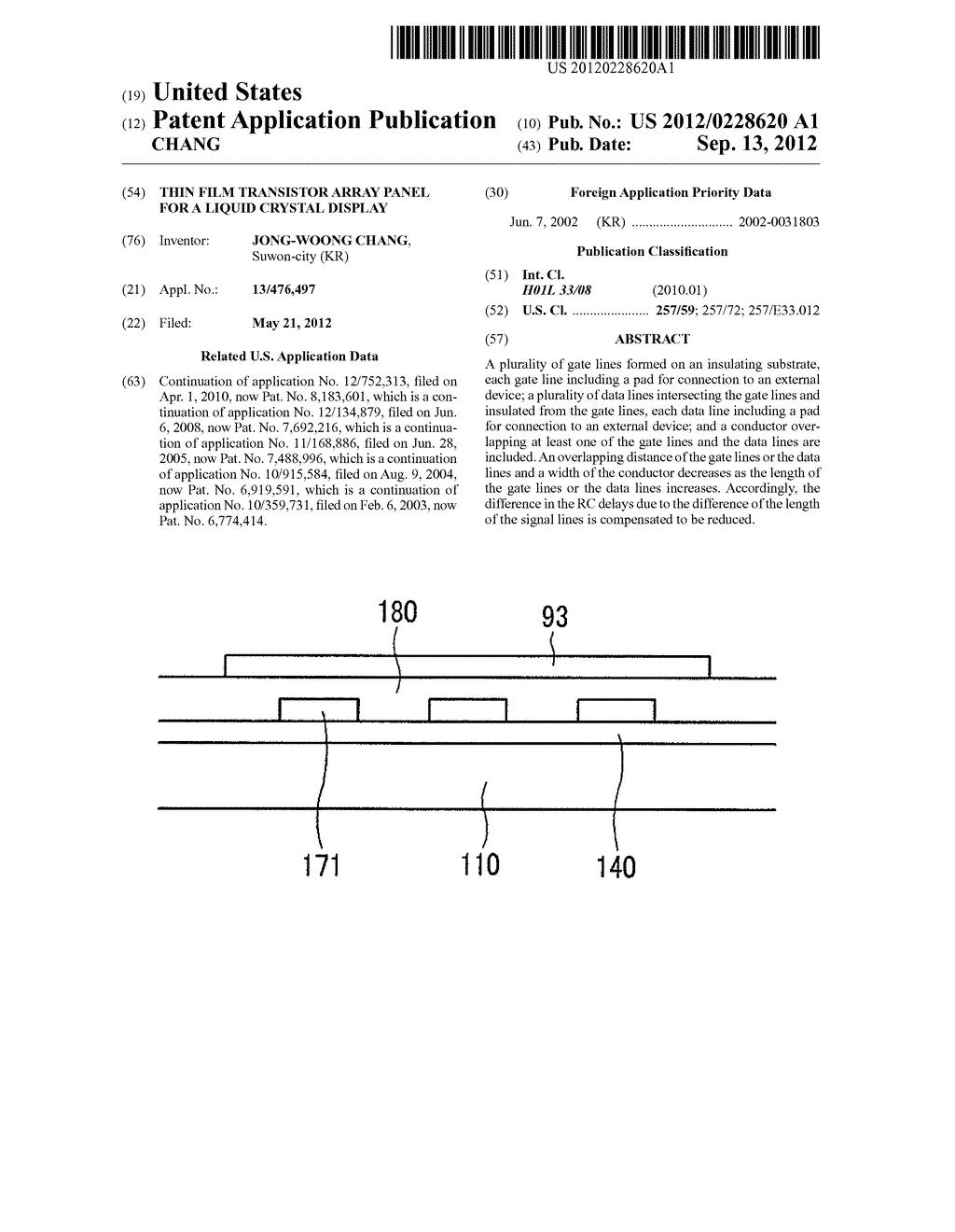 THIN FILM TRANSISTOR ARRAY PANEL FOR A LIQUID CRYSTAL DISPLAY - diagram, schematic, and image 01