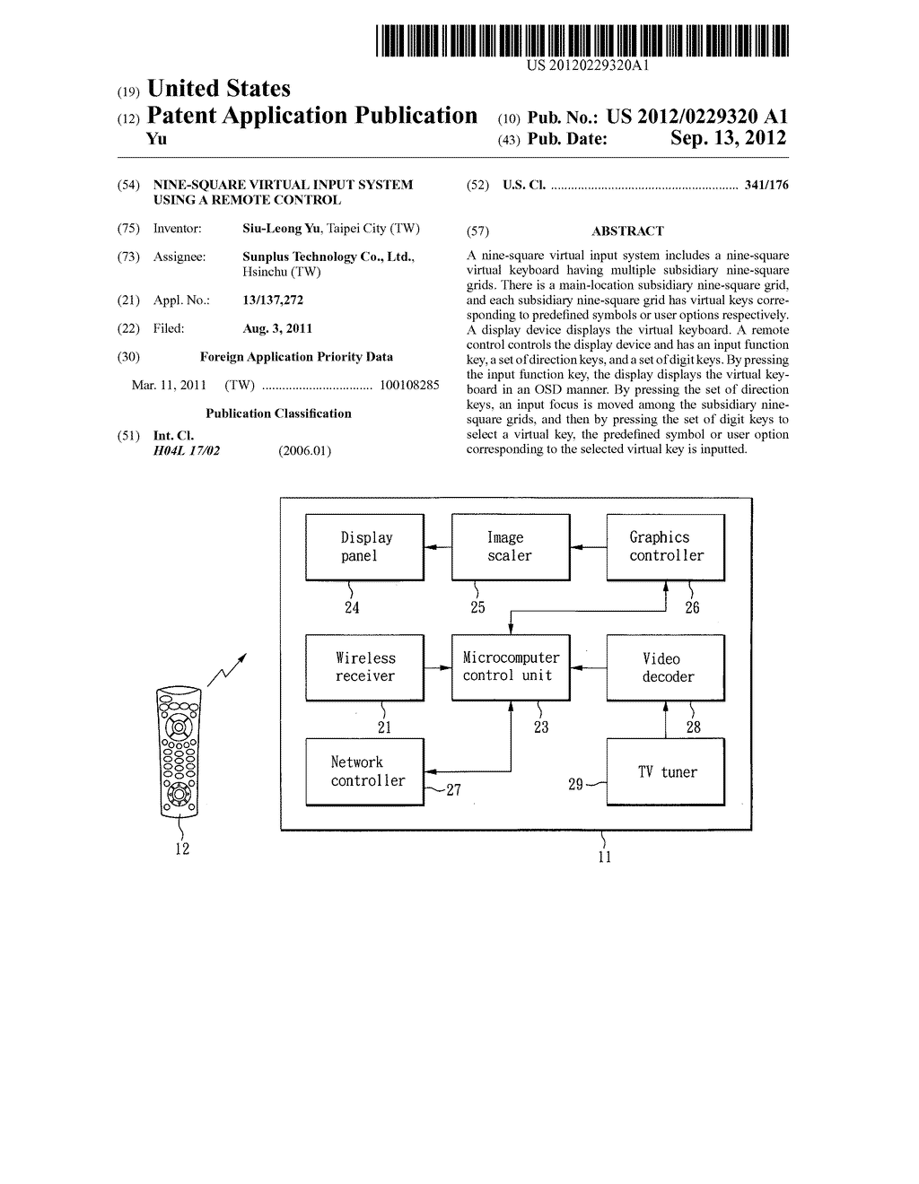 Nine-square virtual input system using a remote control - diagram, schematic, and image 01