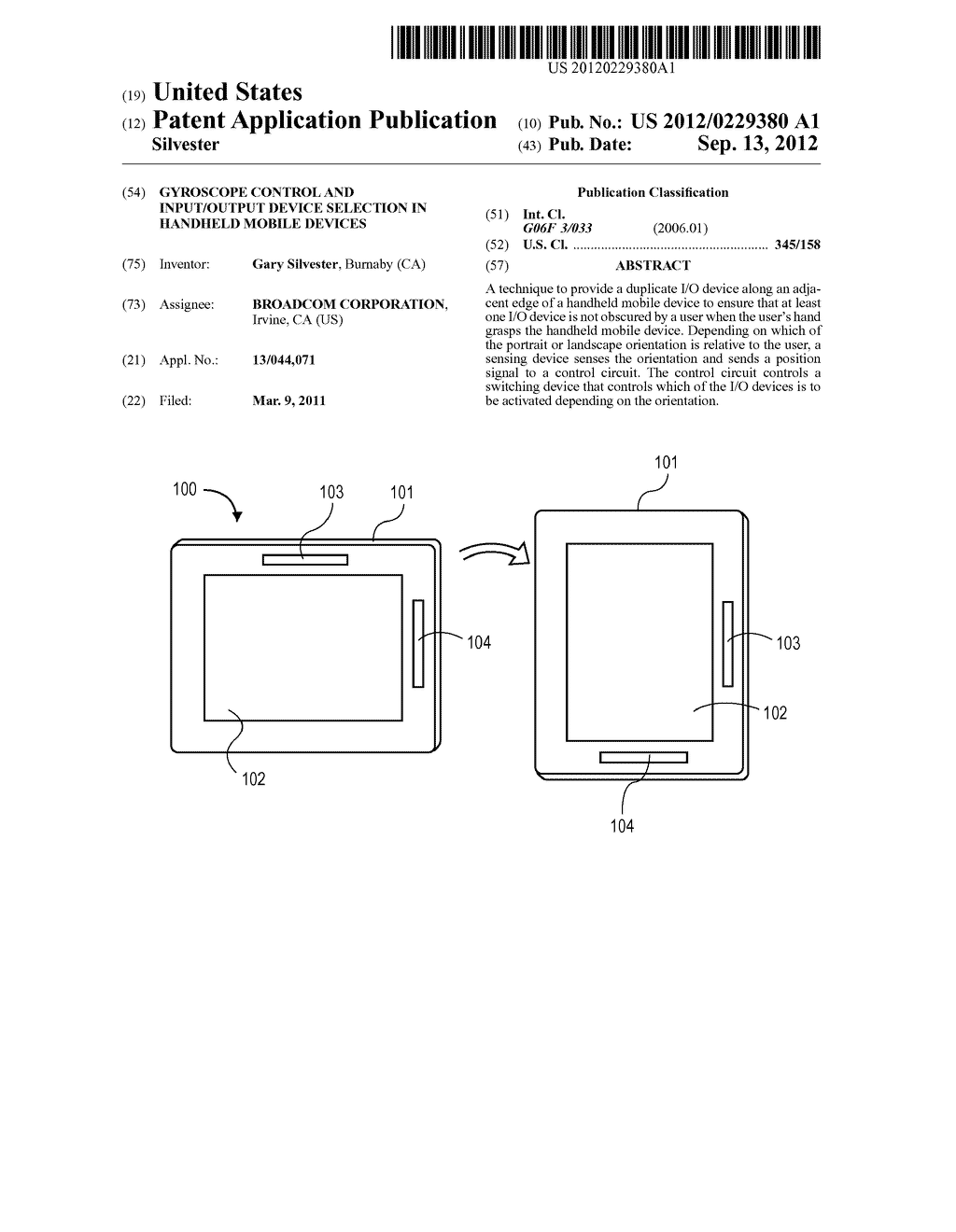 Gyroscope control and input/output device selection in handheld mobile     devices - diagram, schematic, and image 01