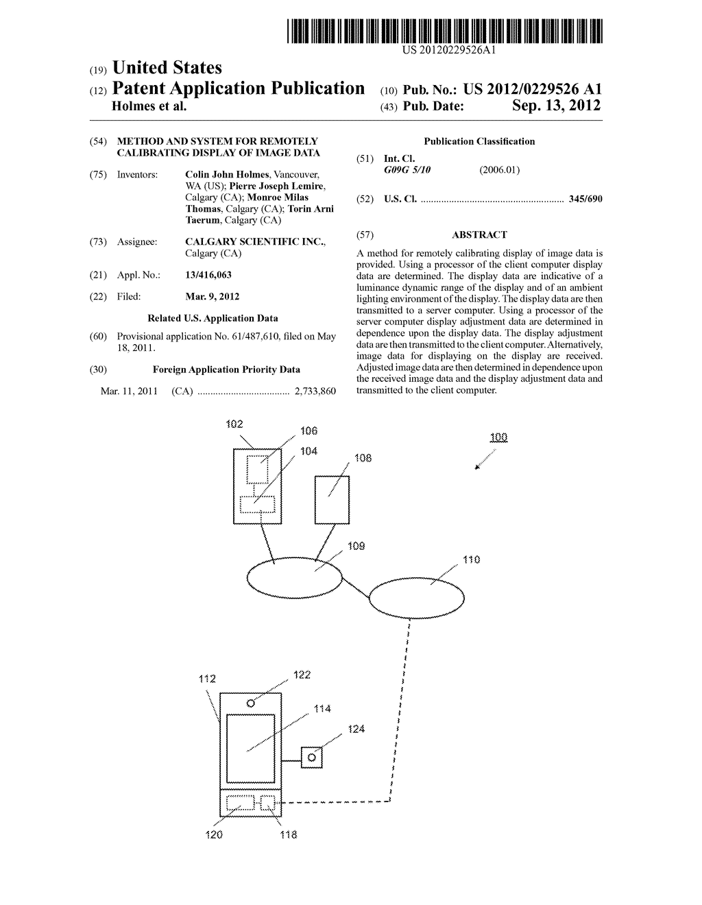 METHOD AND SYSTEM FOR REMOTELY CALIBRATING DISPLAY OF IMAGE DATA - diagram, schematic, and image 01