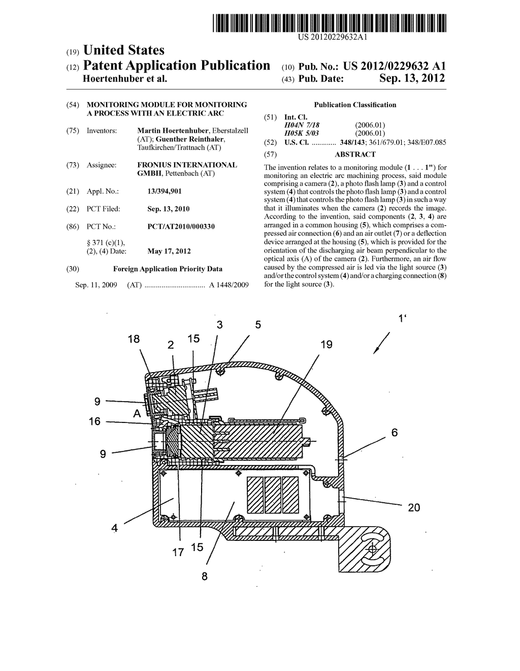 MONITORING MODULE FOR MONITORING A PROCESS WITH AN ELECTRIC ARC - diagram, schematic, and image 01