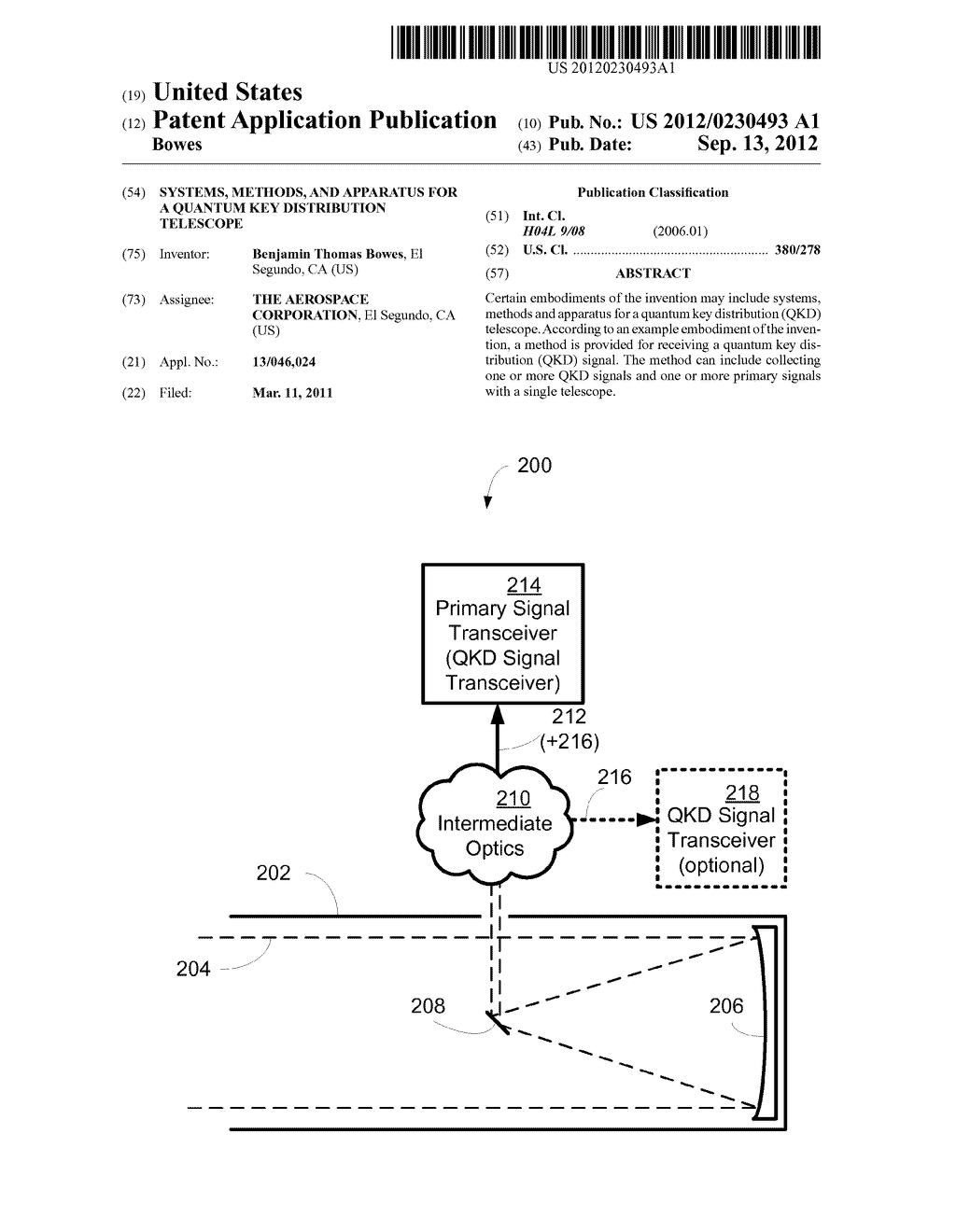 Systems, Methods, and Apparatus for a Quantum Key Distribution Telescope - diagram, schematic, and image 01