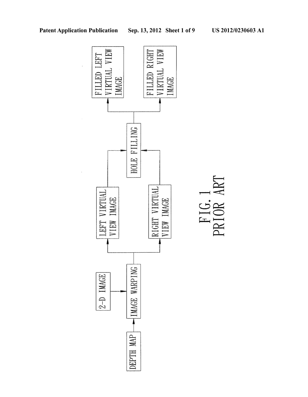 METHOD OF FILLING A HOLE IN A VIRTUAL VIEW IMAGE WARPED FROM A     TWO-DIMENSIONAL IMAGE - diagram, schematic, and image 02