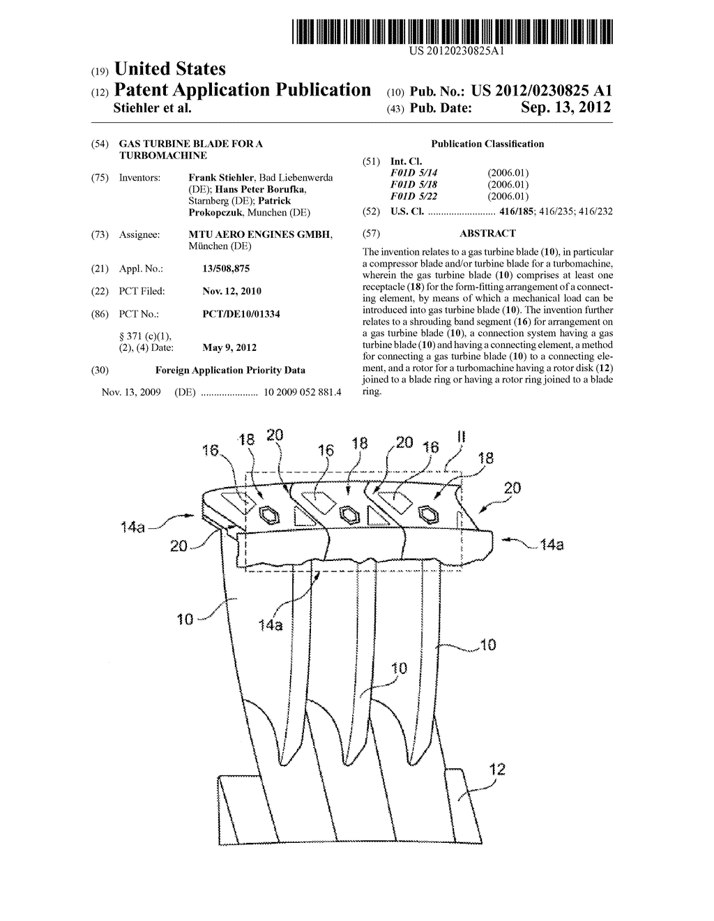 GAS TURBINE BLADE FOR A TURBOMACHINE - diagram, schematic, and image 01