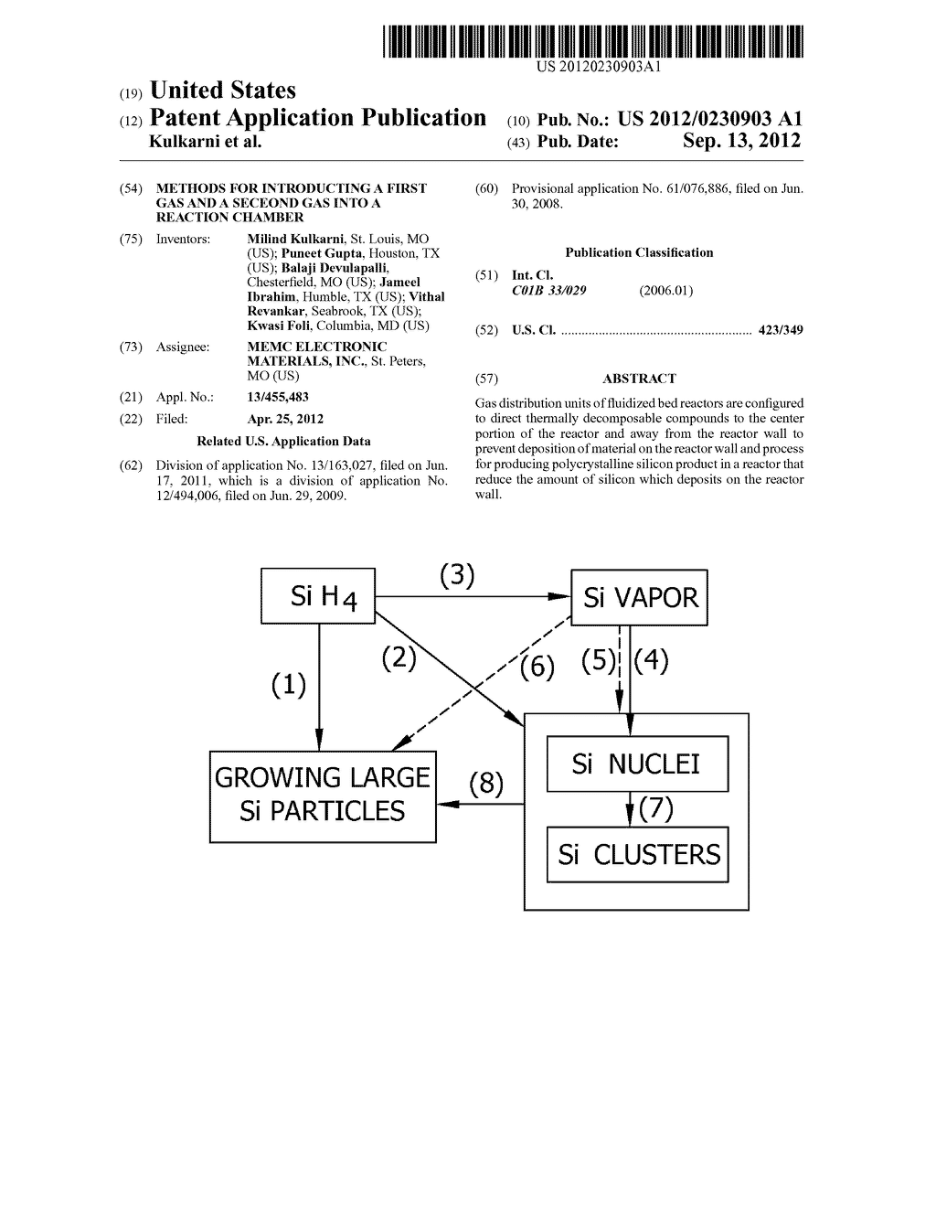 METHODS FOR INTRODUCTING A FIRST GAS AND A SECEOND GAS INTO A REACTION     CHAMBER - diagram, schematic, and image 01