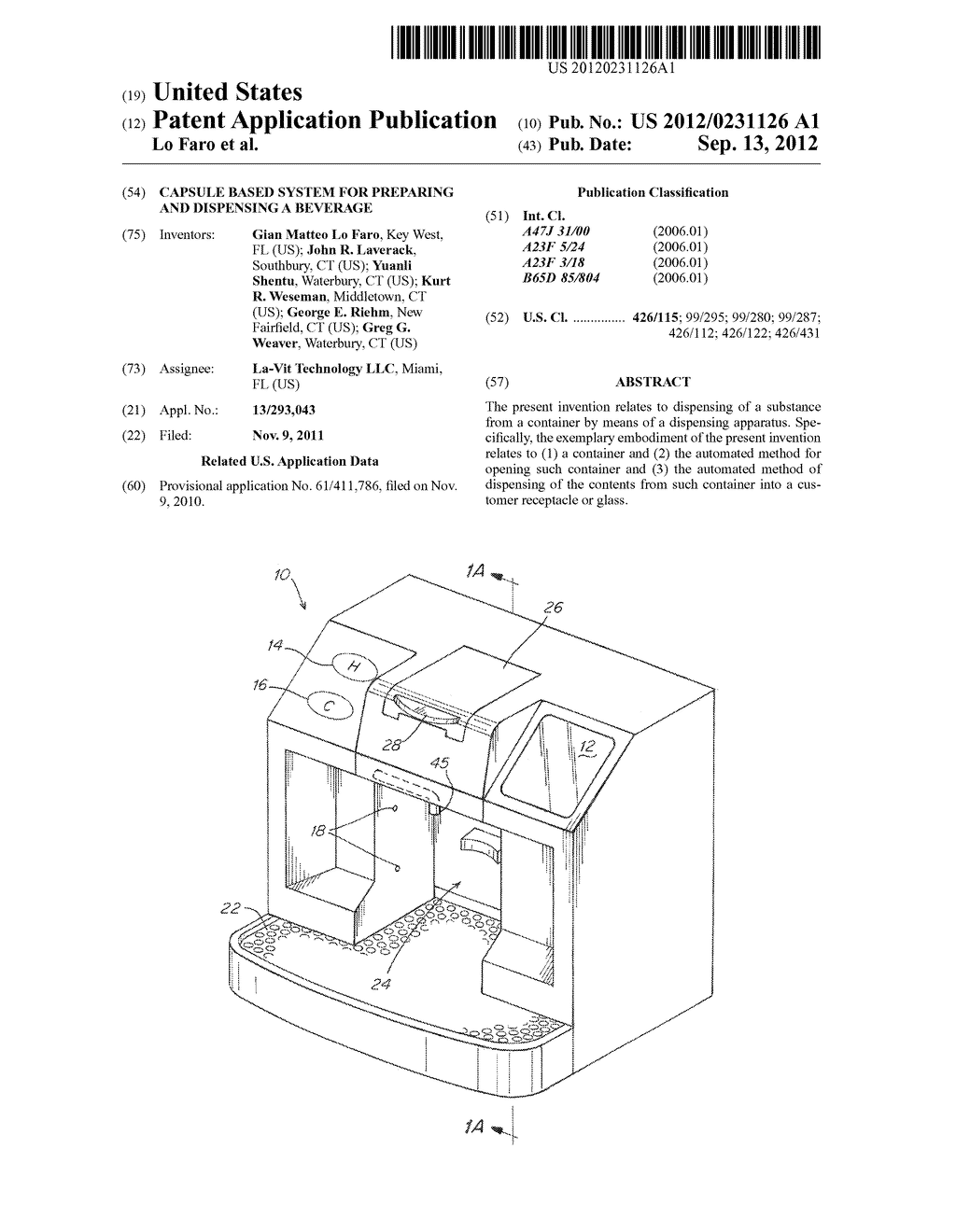 Capsule Based System for Preparing and Dispensing a Beverage - diagram, schematic, and image 01