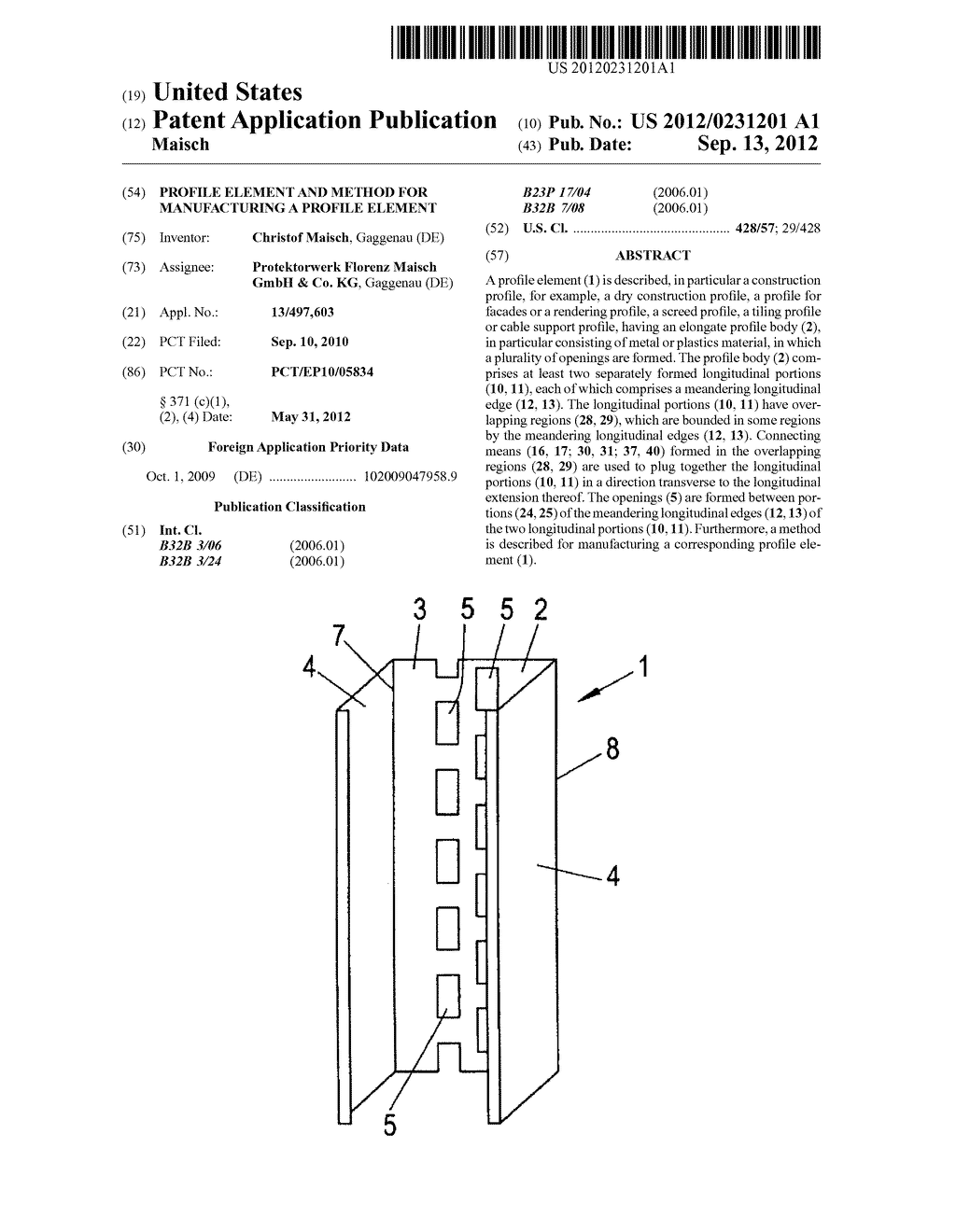 PROFILE ELEMENT AND METHOD FOR MANUFACTURING A PROFILE ELEMENT - diagram, schematic, and image 01