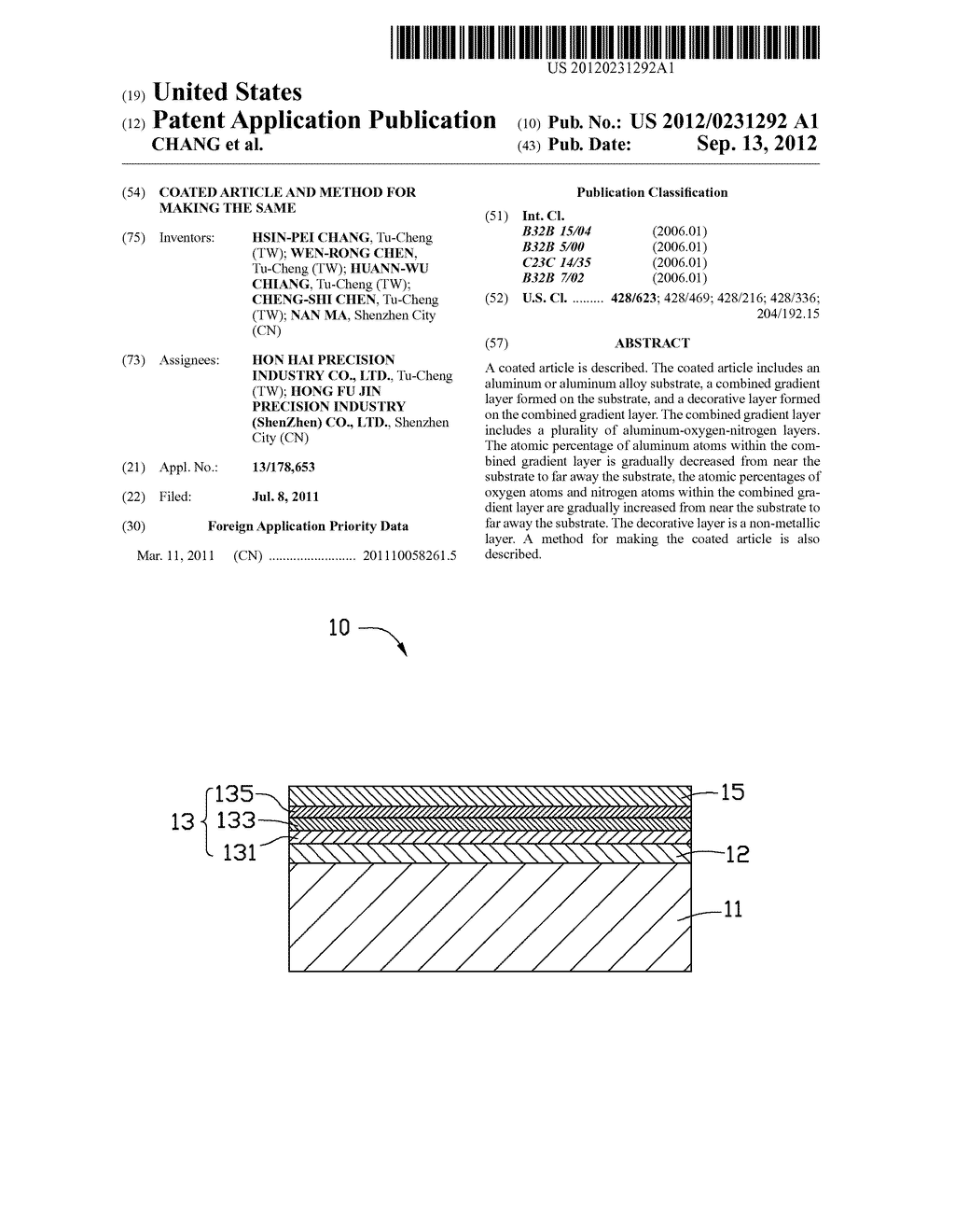 COATED ARTICLE AND METHOD FOR MAKING THE SAME - diagram, schematic, and image 01