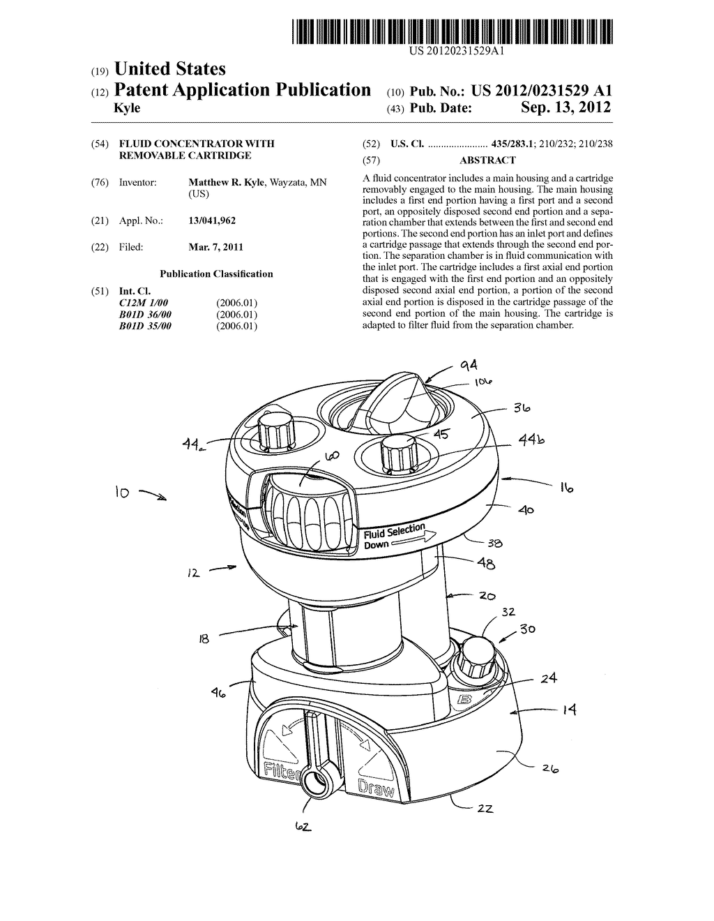 FLUID CONCENTRATOR WITH REMOVABLE CARTRIDGE - diagram, schematic, and image 01