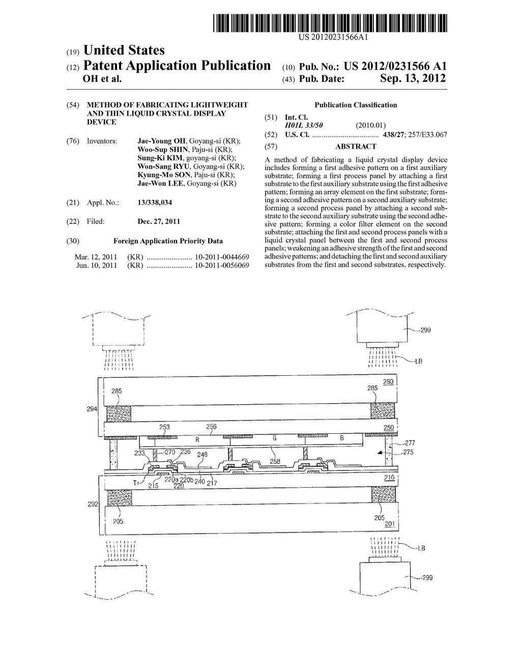 METHOD OF FABRICATING LIGHTWEIGHT AND THIN LIQUID CRYSTAL DISPLAY DEVICE - diagram, schematic, and image 01