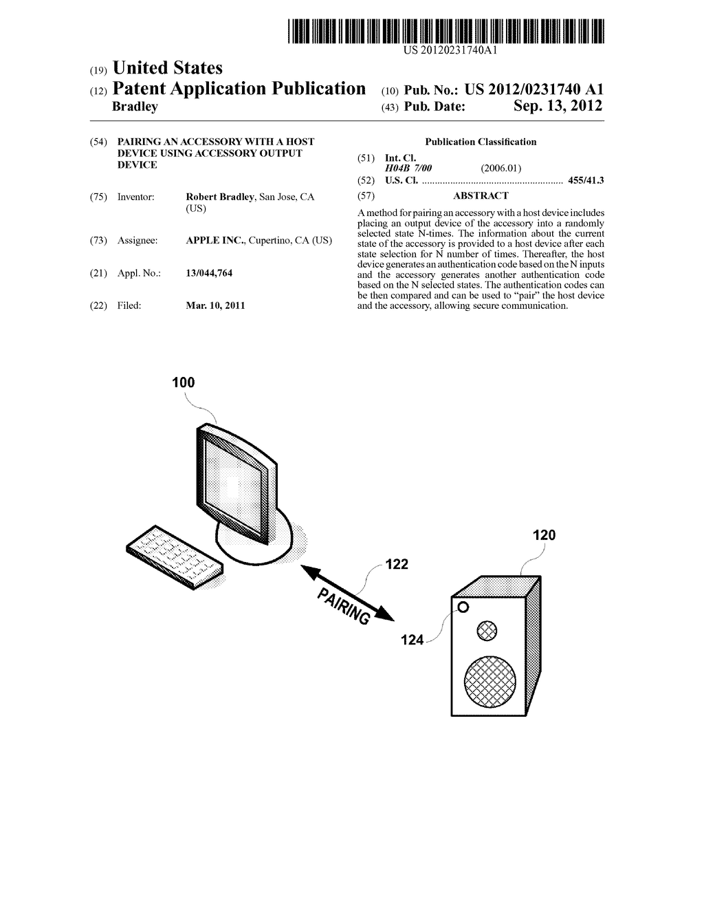 PAIRING AN ACCESSORY WITH A HOST DEVICE USING ACCESSORY OUTPUT DEVICE - diagram, schematic, and image 01