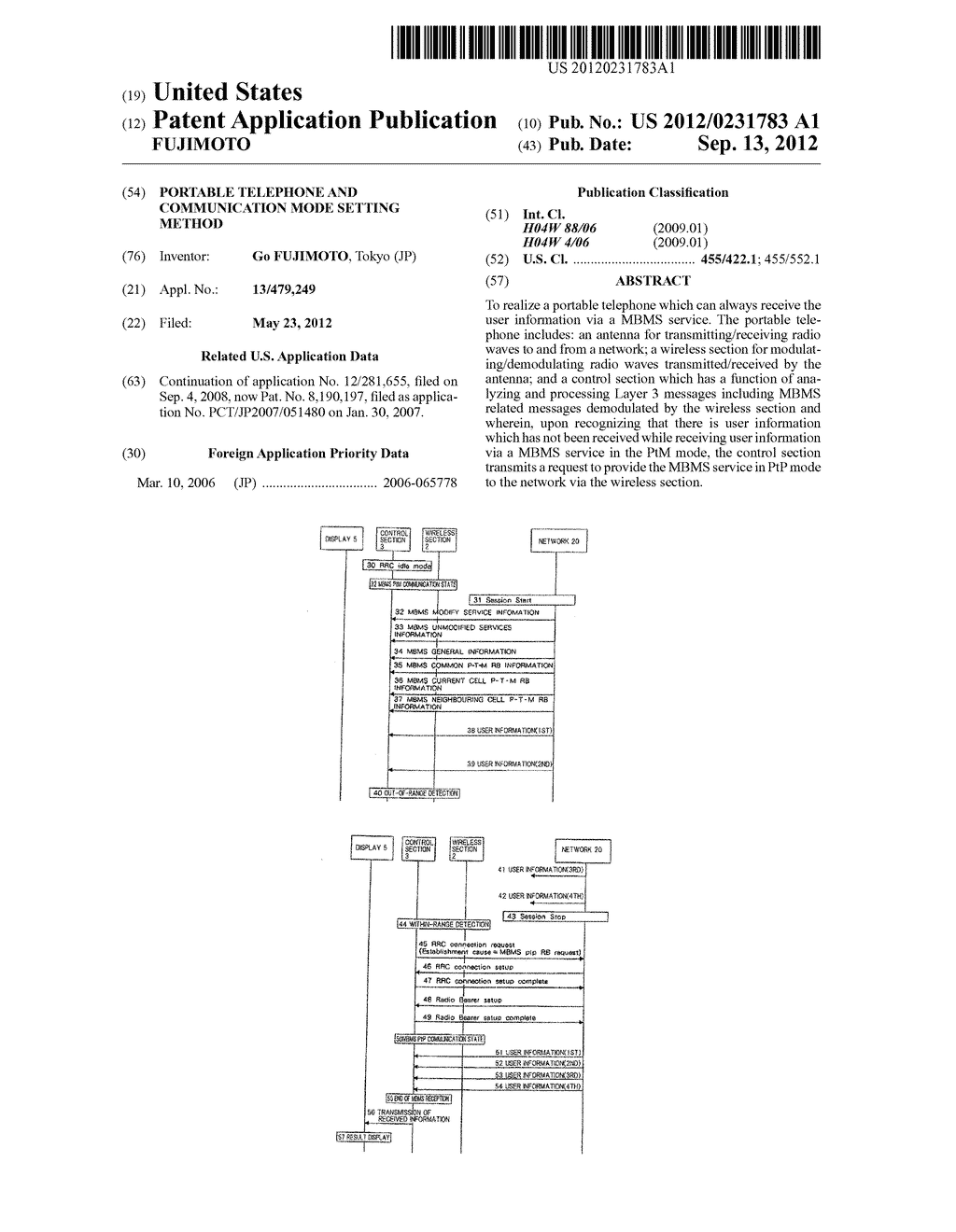 PORTABLE TELEPHONE AND COMMUNICATION MODE SETTING METHOD - diagram, schematic, and image 01