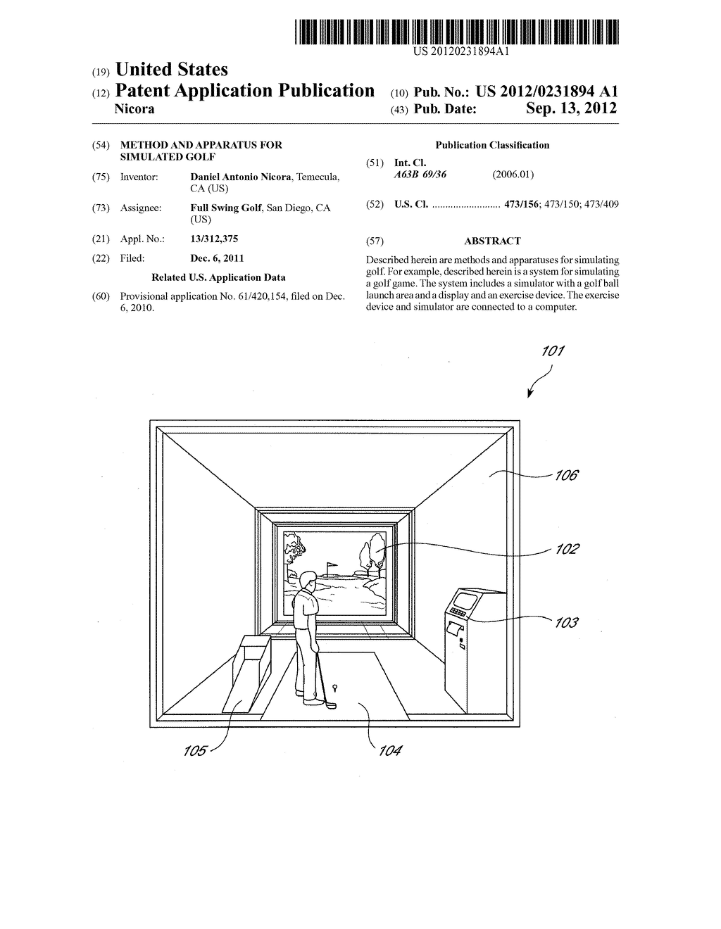 METHOD AND APPARATUS FOR SIMULATED GOLF - diagram, schematic, and image 01