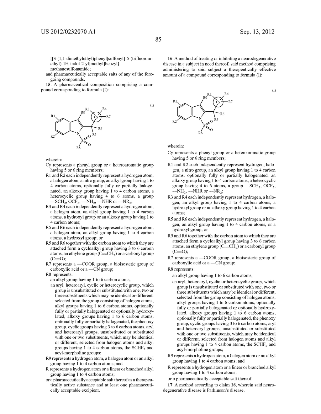 Use of Indole Derivatives as Nurr-1 Activators for the Application Thereof     as a Medicament for the Treatment of Parkinson's Disease - diagram, schematic, and image 87