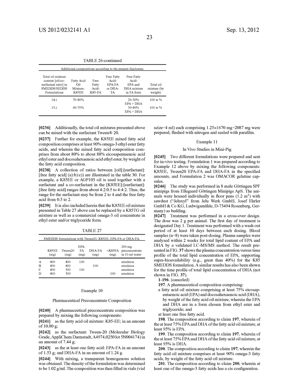 COMPOSITIONS COMPRISING A FATTY ACID OIL MIXTURE AND A FREE FATTY ACID,     AND METHODS AND USES THEREOF - diagram, schematic, and image 43