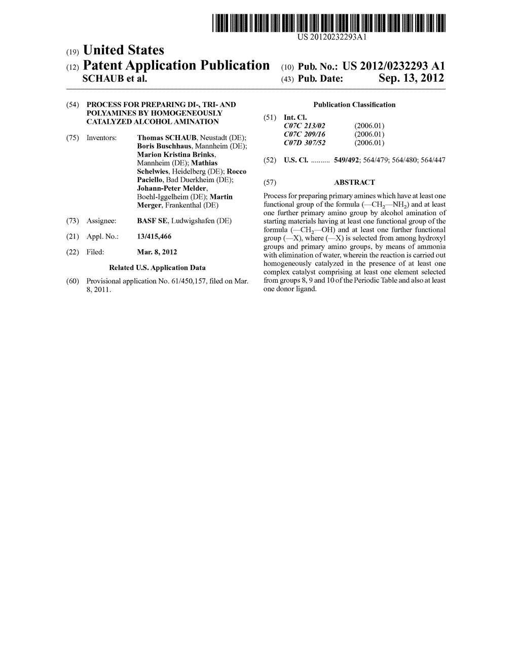 PROCESS FOR PREPARING DI-, TRI- AND POLYAMINES BY HOMOGENEOUSLY CATALYZED     ALCOHOL AMINATION - diagram, schematic, and image 01