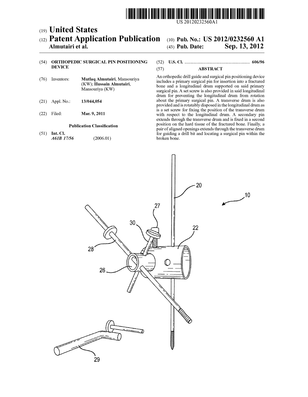 Orthopedic Surgical Pin Positioning Device - diagram, schematic, and image 01