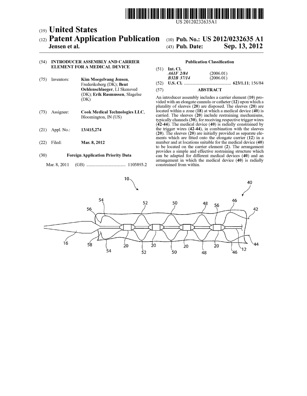 INTRODUCER ASSEMBLY AND CARRIER ELEMENT FOR A MEDICAL DEVICE - diagram, schematic, and image 01