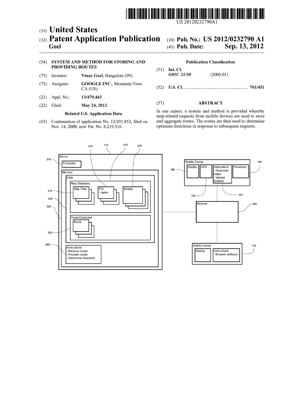 SYSTEM AND METHOD FOR STORING AND PROVIDING ROUTES - diagram, schematic, and image 01