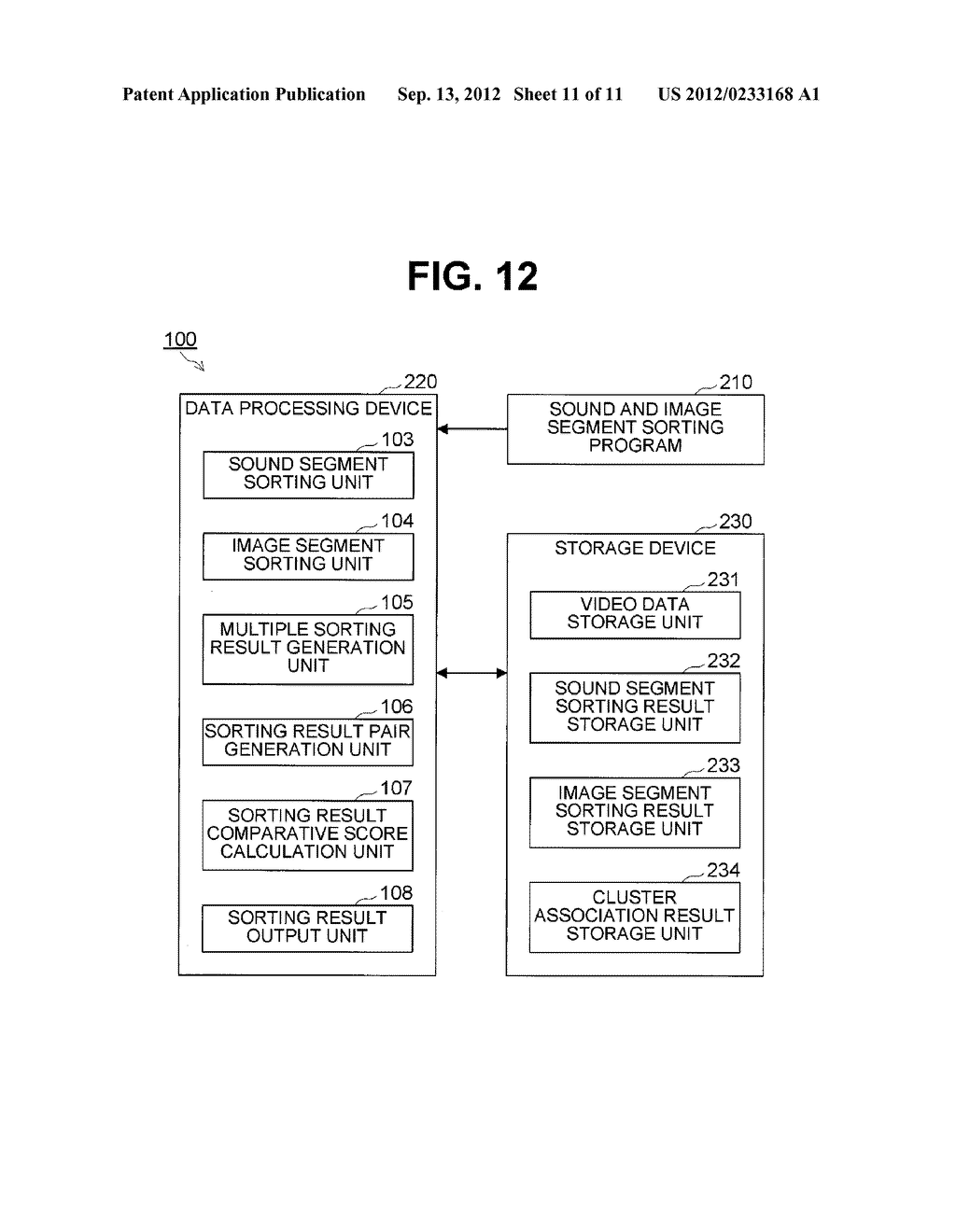 SOUND AND IMAGE SEGMENT SORTING DEVICE AND METHOD - diagram, schematic, and image 12