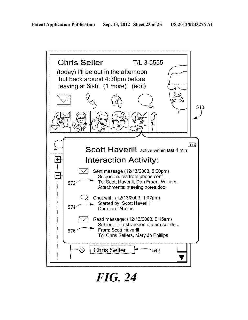 RECEIVING AND PRESENTING DETAILED ACTIVITY INFORMATION REGARDING CURRENT     AND RECENT INSTANT MESSAGING SESSIONS OF REMOTE USERS - diagram, schematic, and image 24