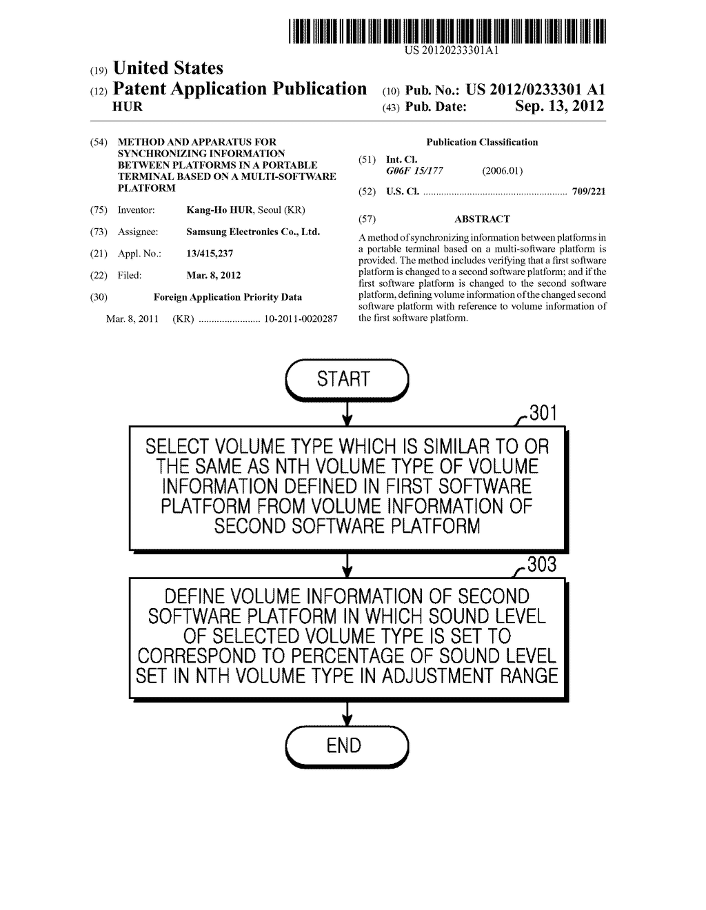 METHOD AND APPARATUS FOR SYNCHRONIZING INFORMATION BETWEEN PLATFORMS IN A     PORTABLE TERMINAL BASED ON A MULTI-SOFTWARE PLATFORM - diagram, schematic, and image 01